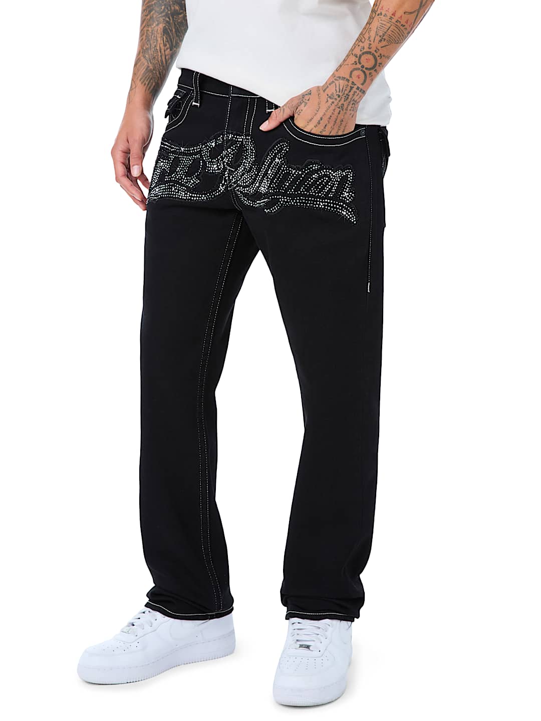 RICKY CRYSTAL TRUE FLAP STRAIGHT JEAN 34"