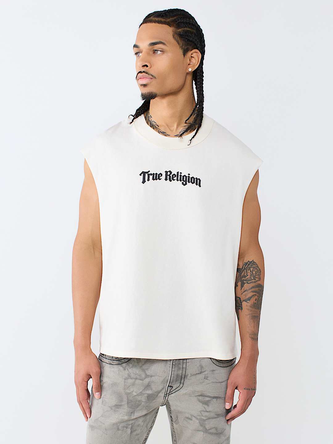 ORNATE LOGO CUT-OFF TANK TOP