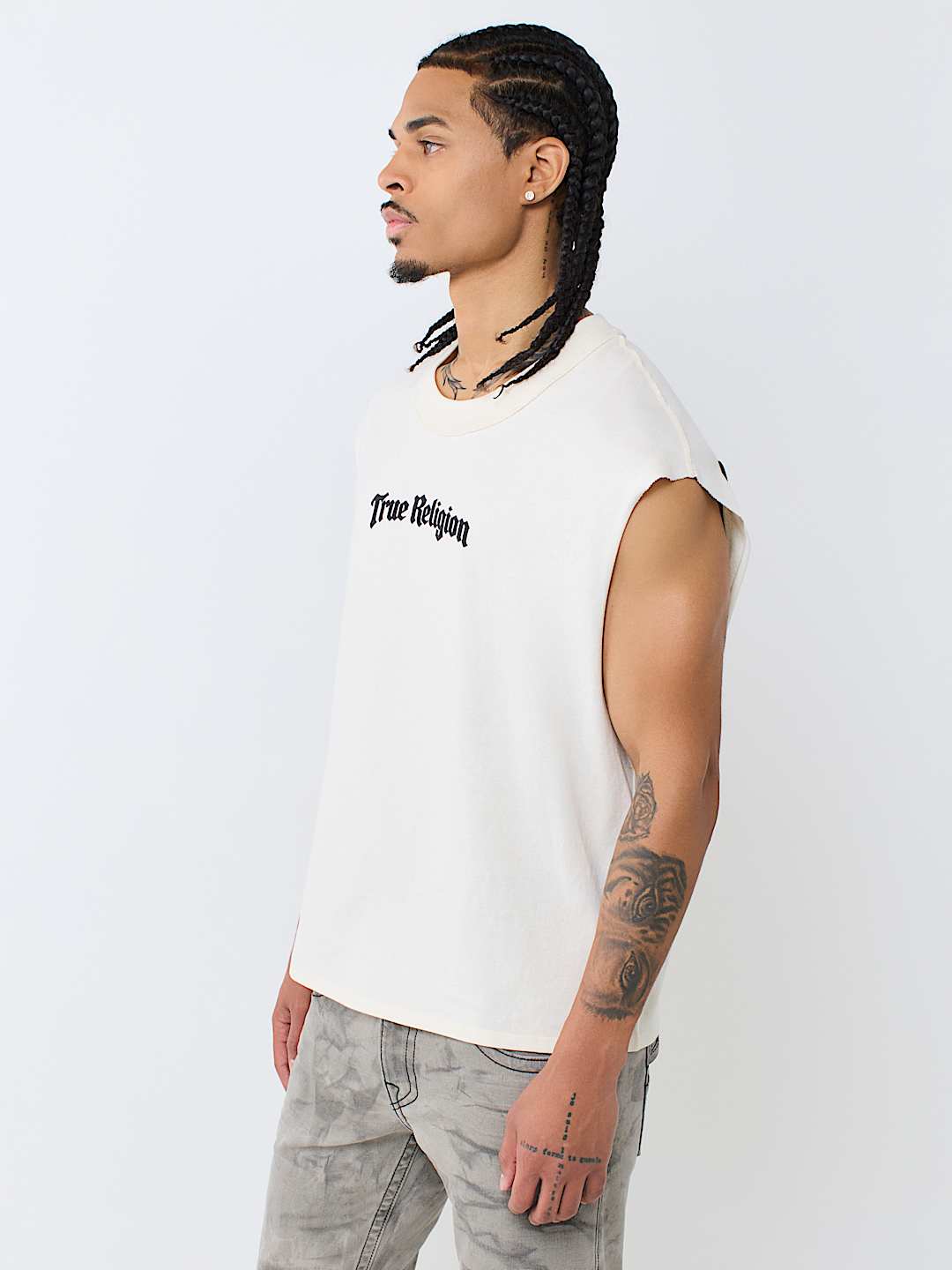 ORNATE LOGO CUT-OFF TANK TOP