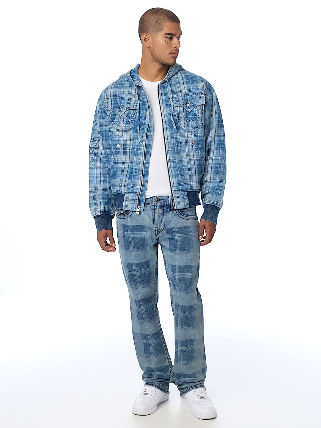 RICKY BIG T INDIGO PLAID FLAP STRAIGHT JEAN