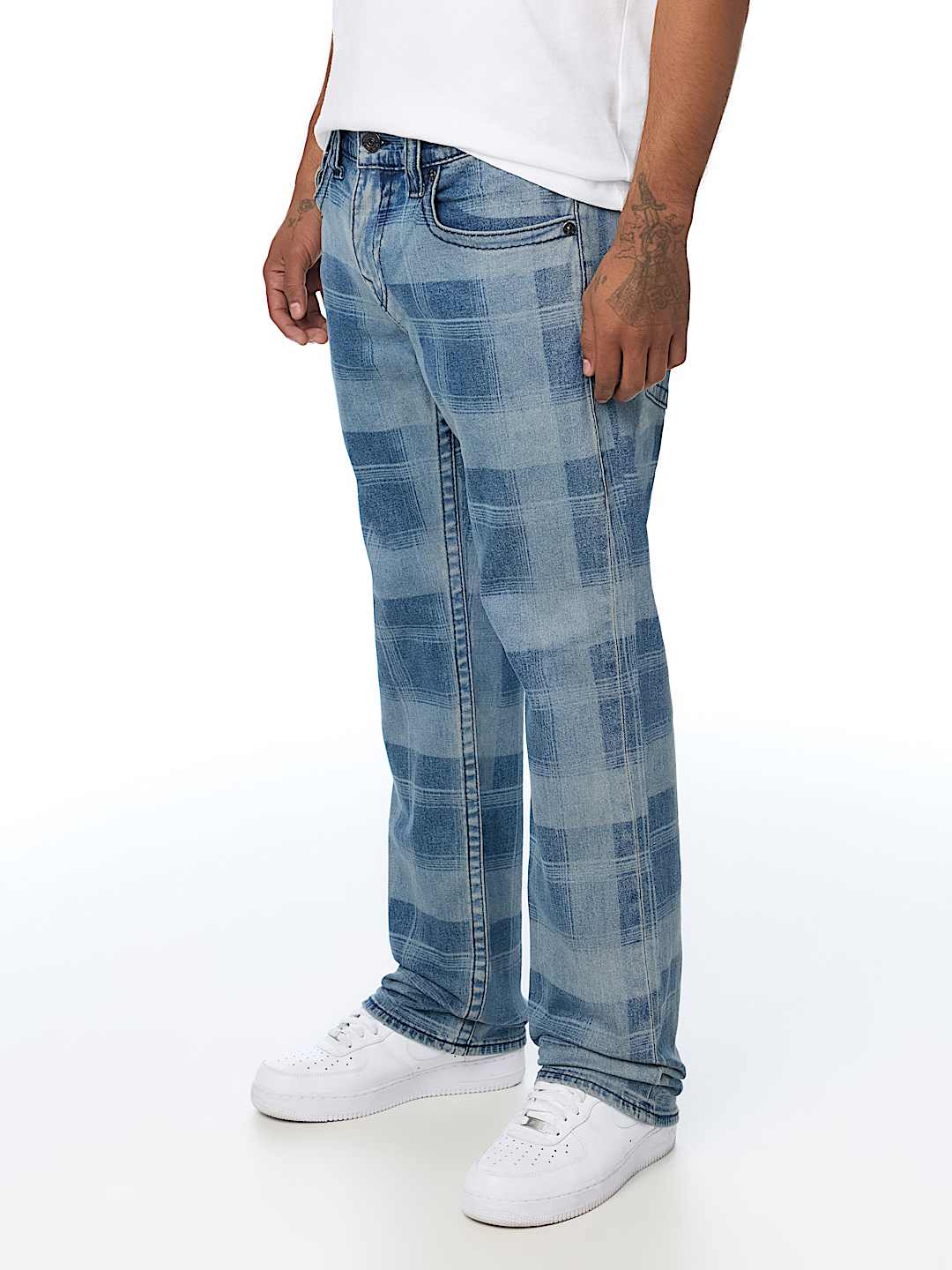 RICKY BIG T INDIGO PLAID FLAP STRAIGHT JEAN