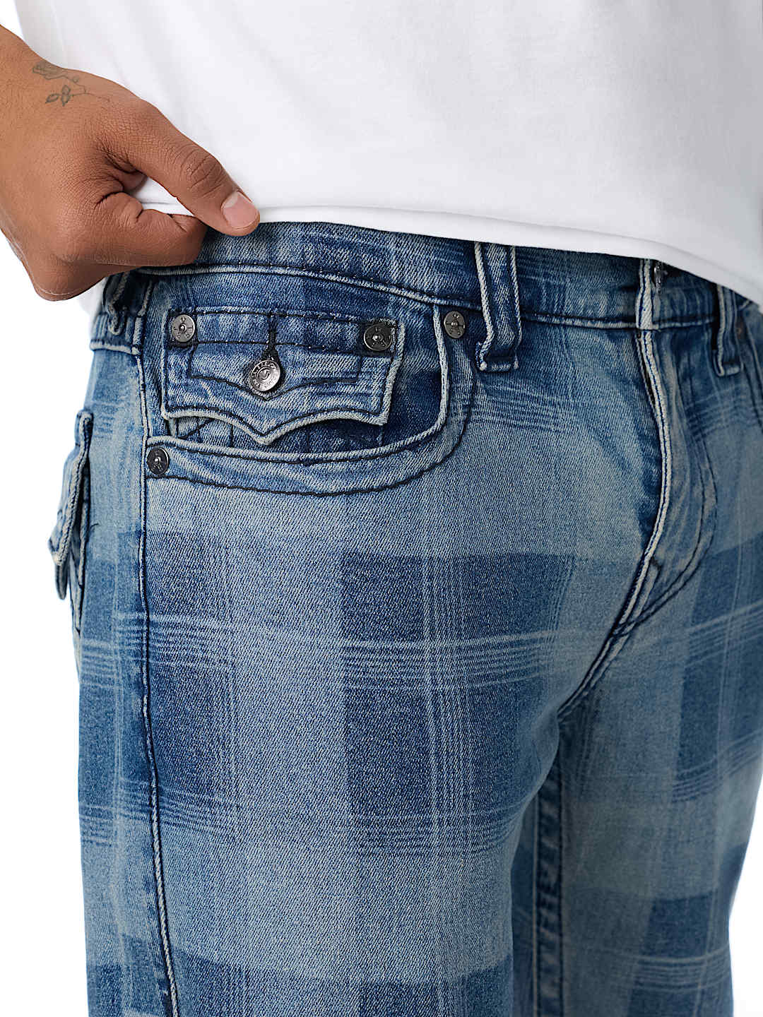 RICKY BIG T INDIGO PLAID FLAP STRAIGHT JEAN