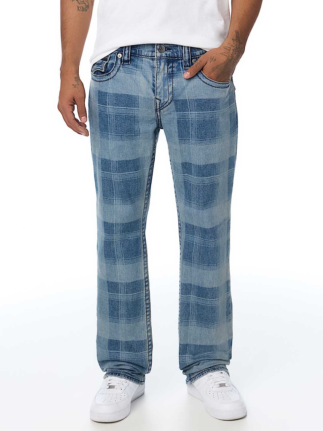 RICKY BIG T INDIGO PLAID FLAP STRAIGHT JEAN
