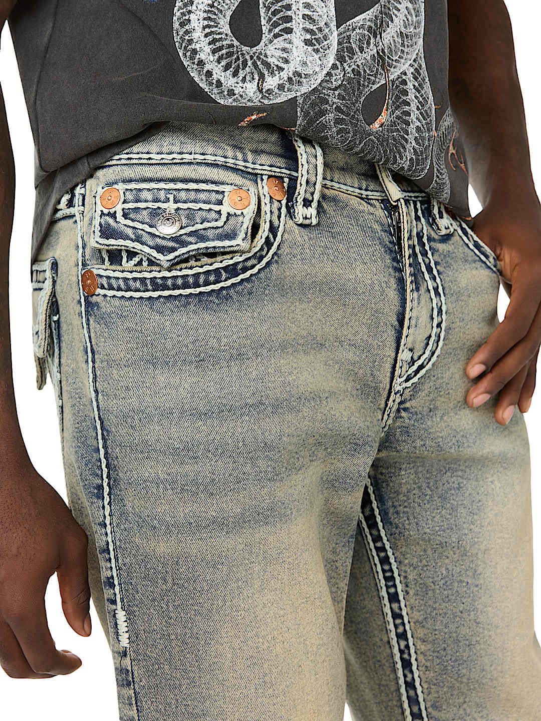 RICKY ROPE STITCH FLAP STRAIGHT JEAN 34"