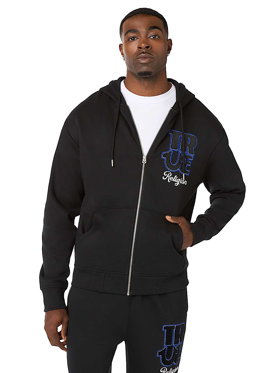 VELOUR LOGO ZIP HOODIE