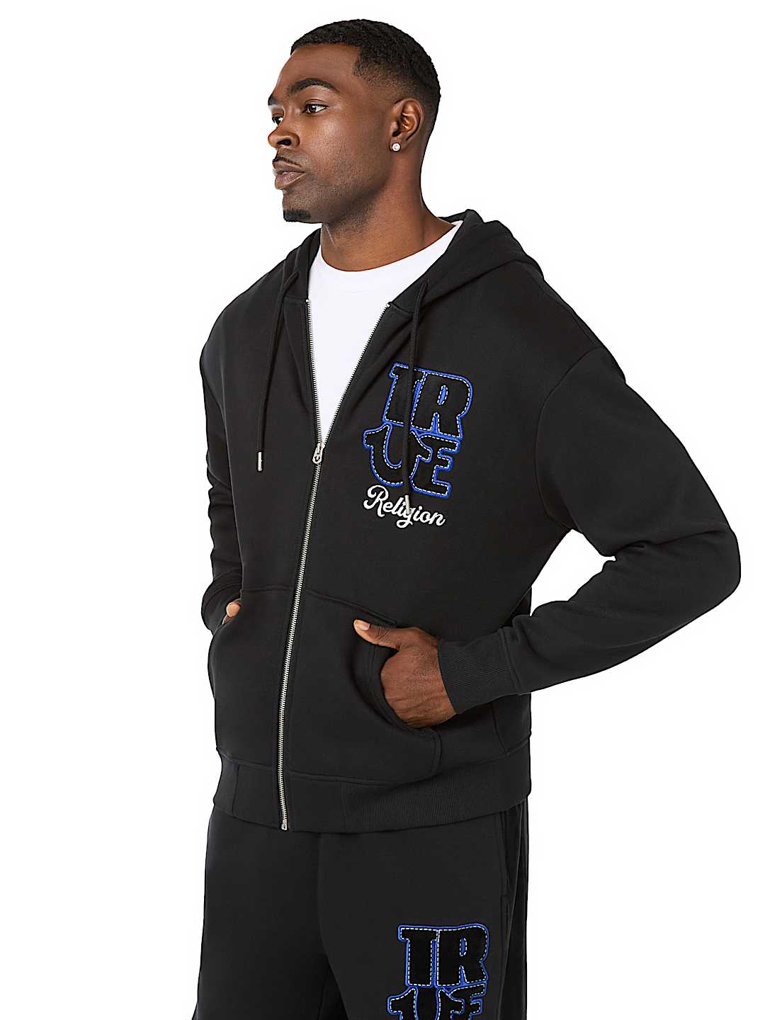 VELOUR LOGO ZIP HOODIE