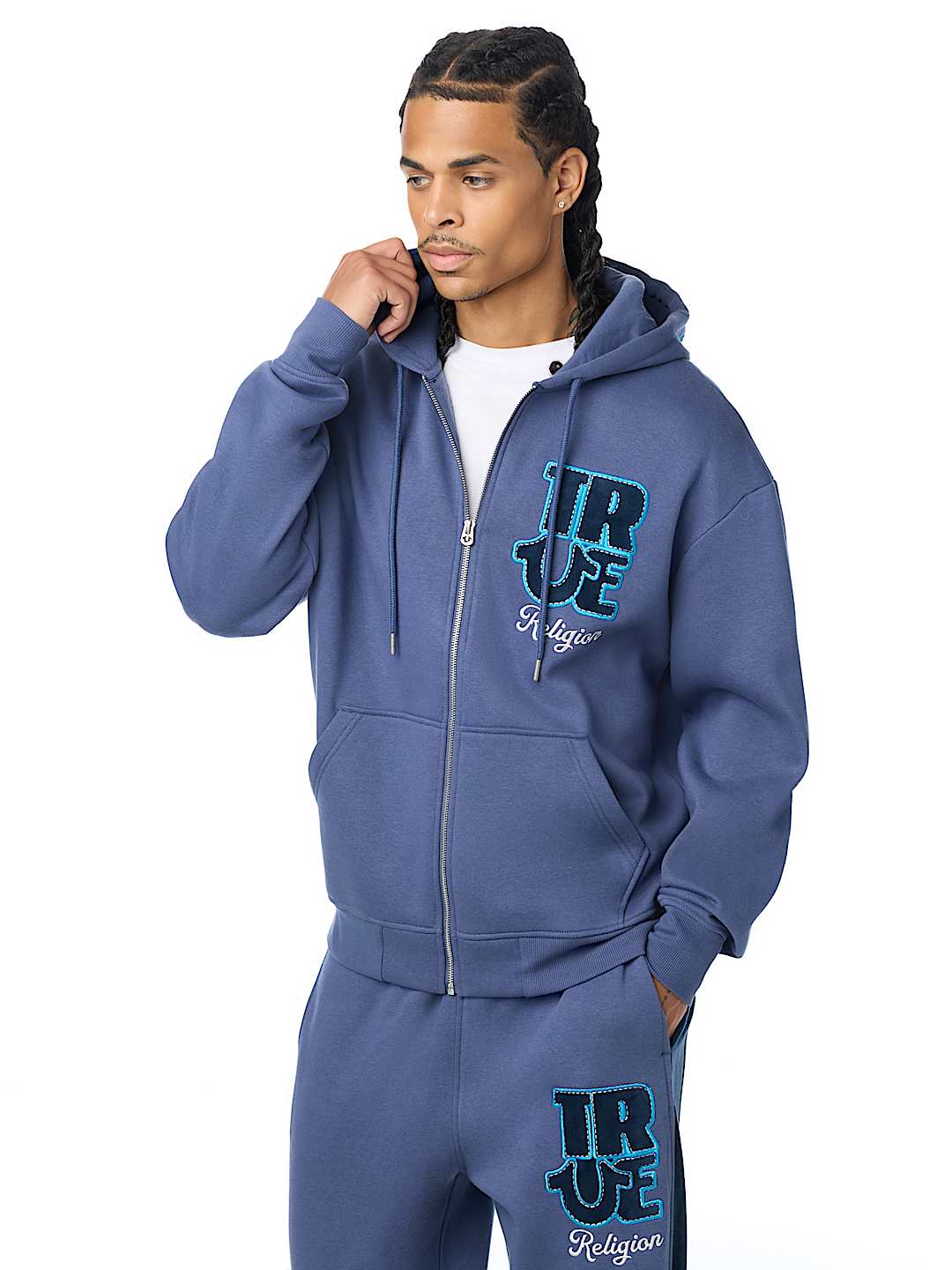 VELOUR LOGO ZIP HOODIE