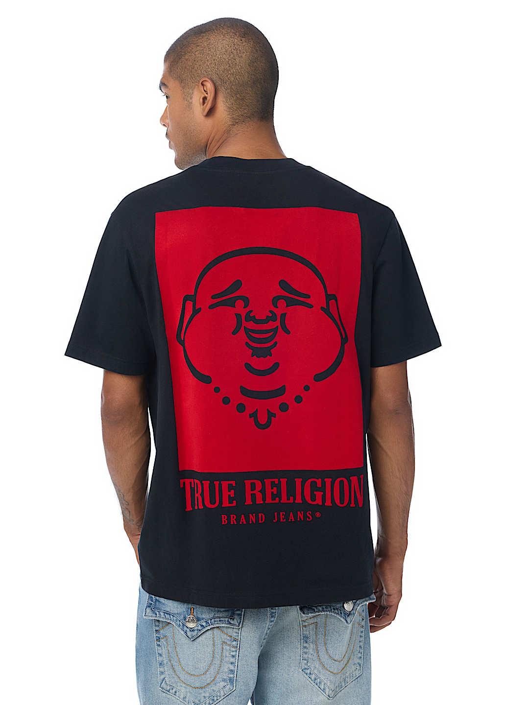 BUDDHA FACE FLOCKED TEE