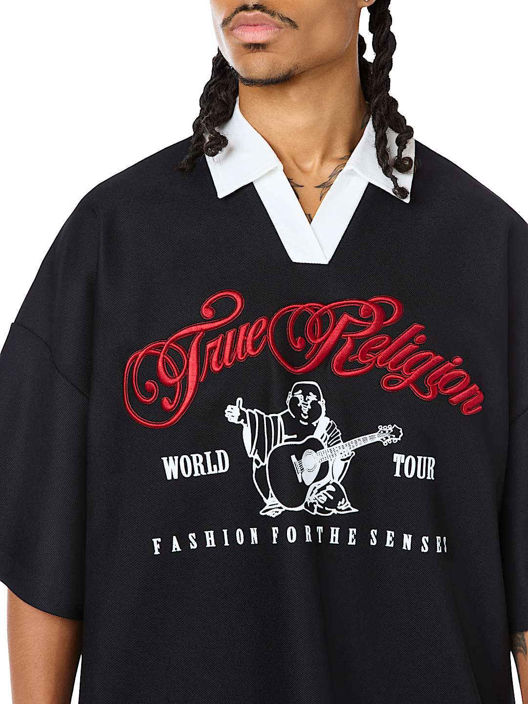 EMBROIDERED OVERSIZED POLO SHIRT