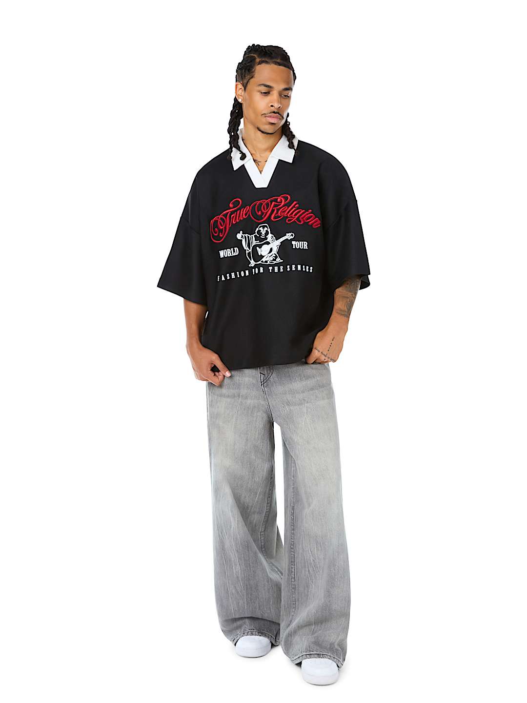 EMBROIDERED OVERSIZED POLO SHIRT