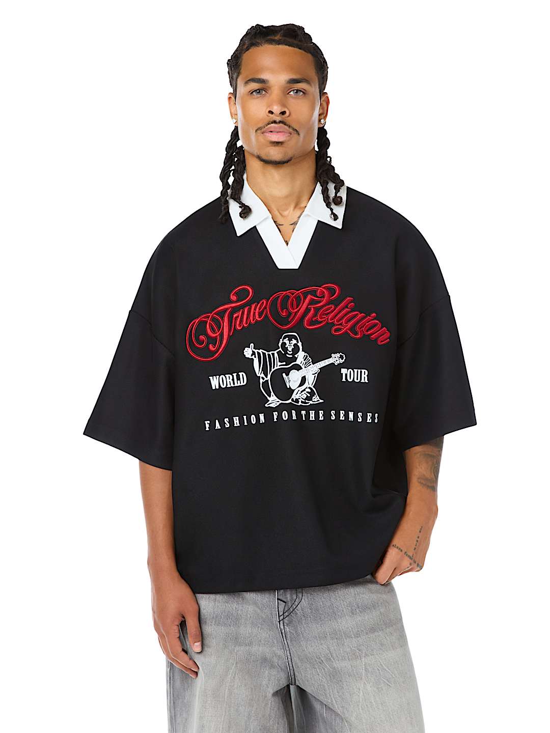 EMBROIDERED OVERSIZED POLO SHIRT