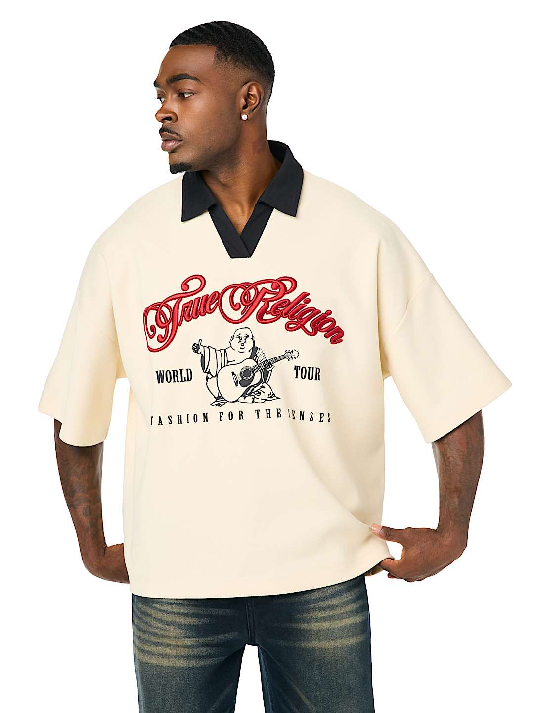 EMBROIDERED OVERSIZED POLO SHIRT
