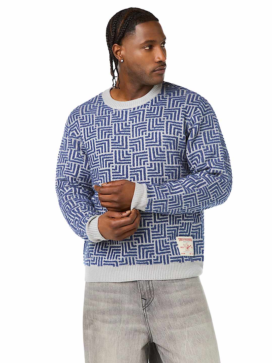 LONG SLEEVE GEO SWEATER