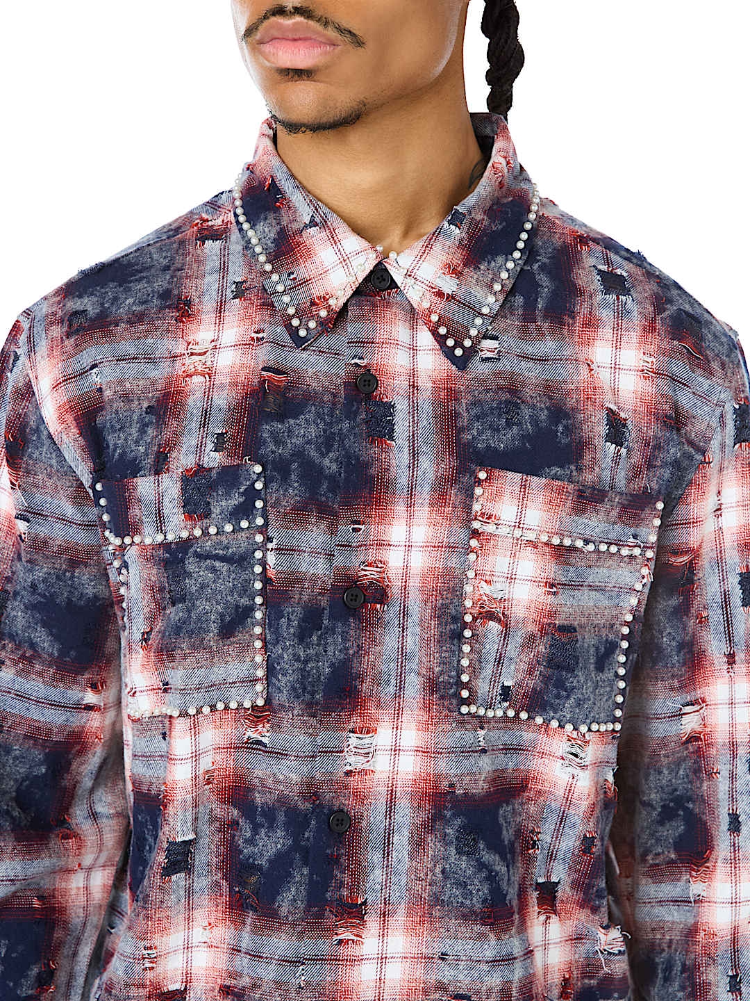 BLEACH EFFECT PLAID SHIRT