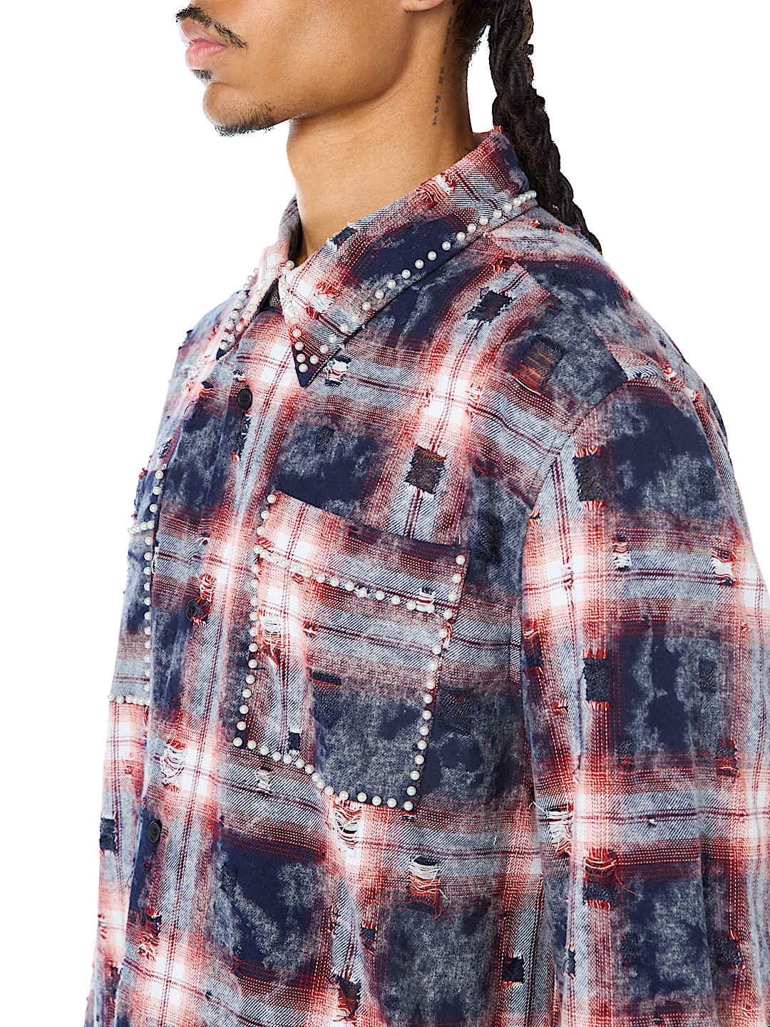 BLEACH EFFECT PLAID SHIRT