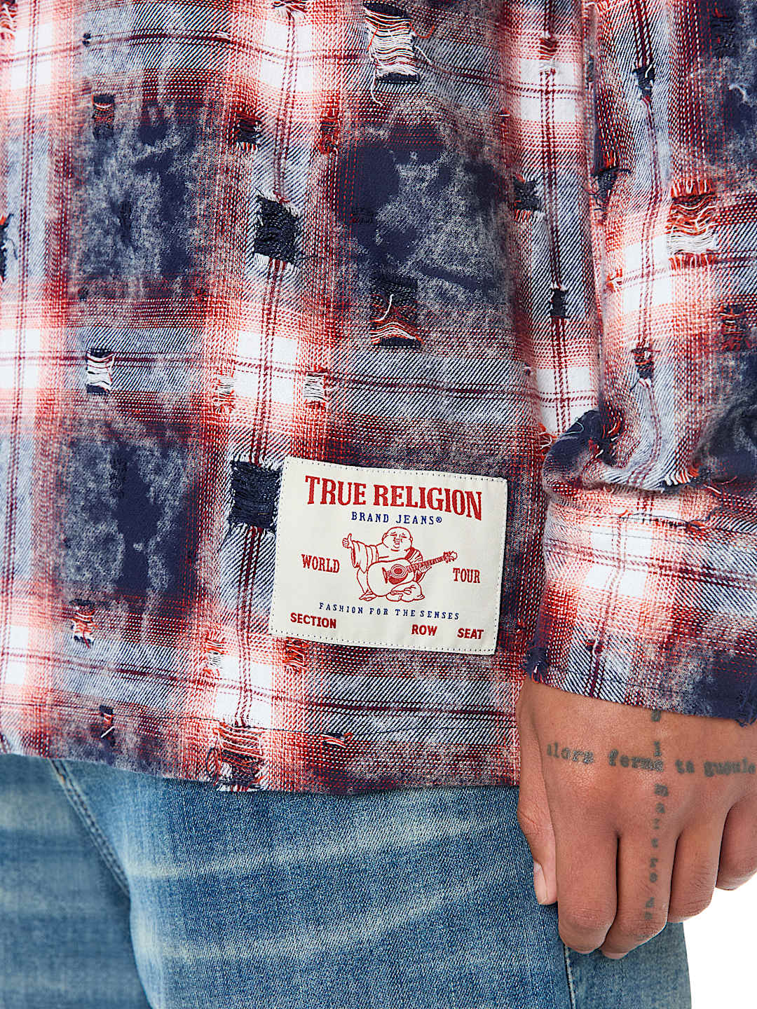 BLEACH EFFECT PLAID SHIRT