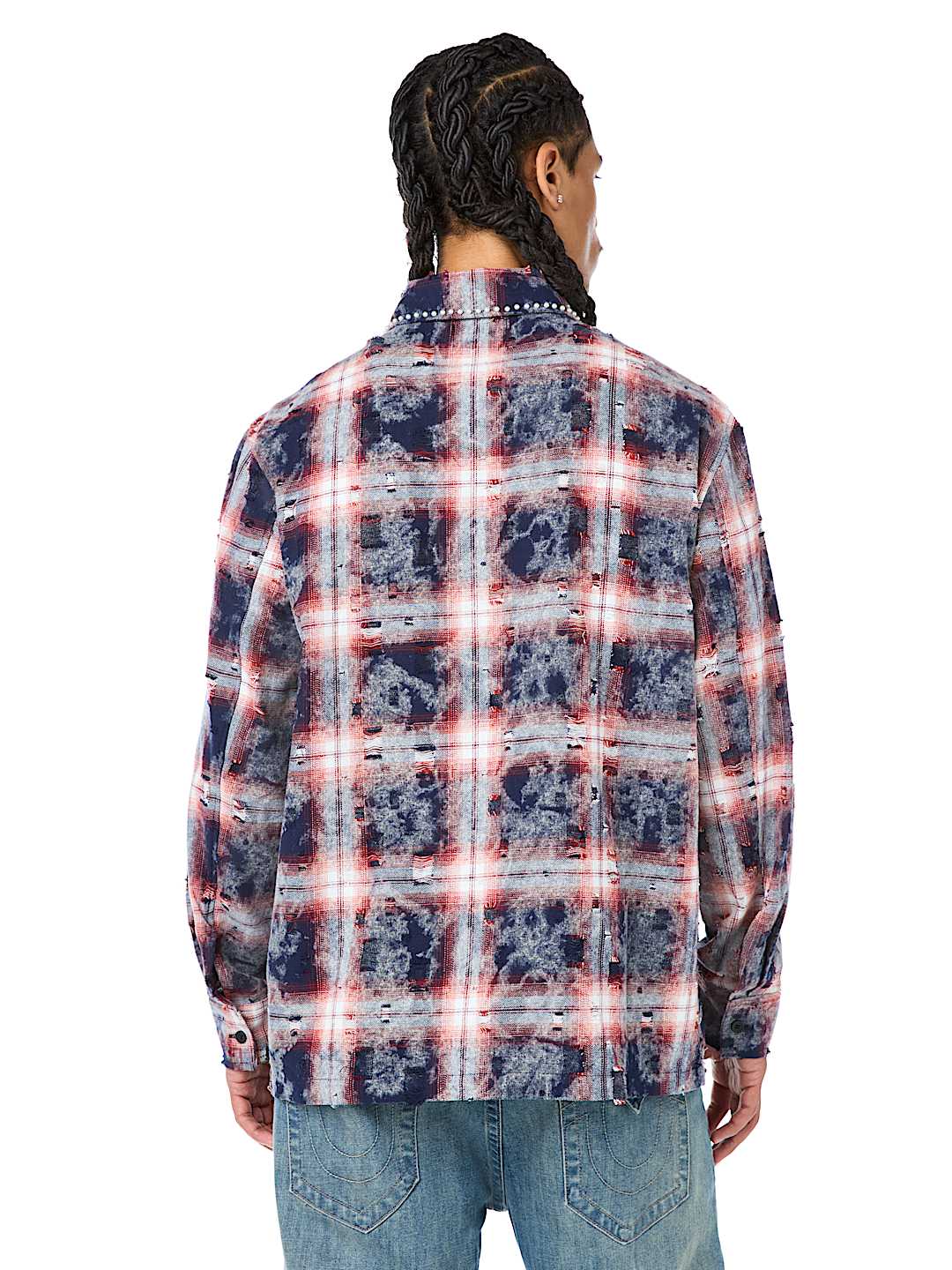 BLEACH EFFECT PLAID SHIRT