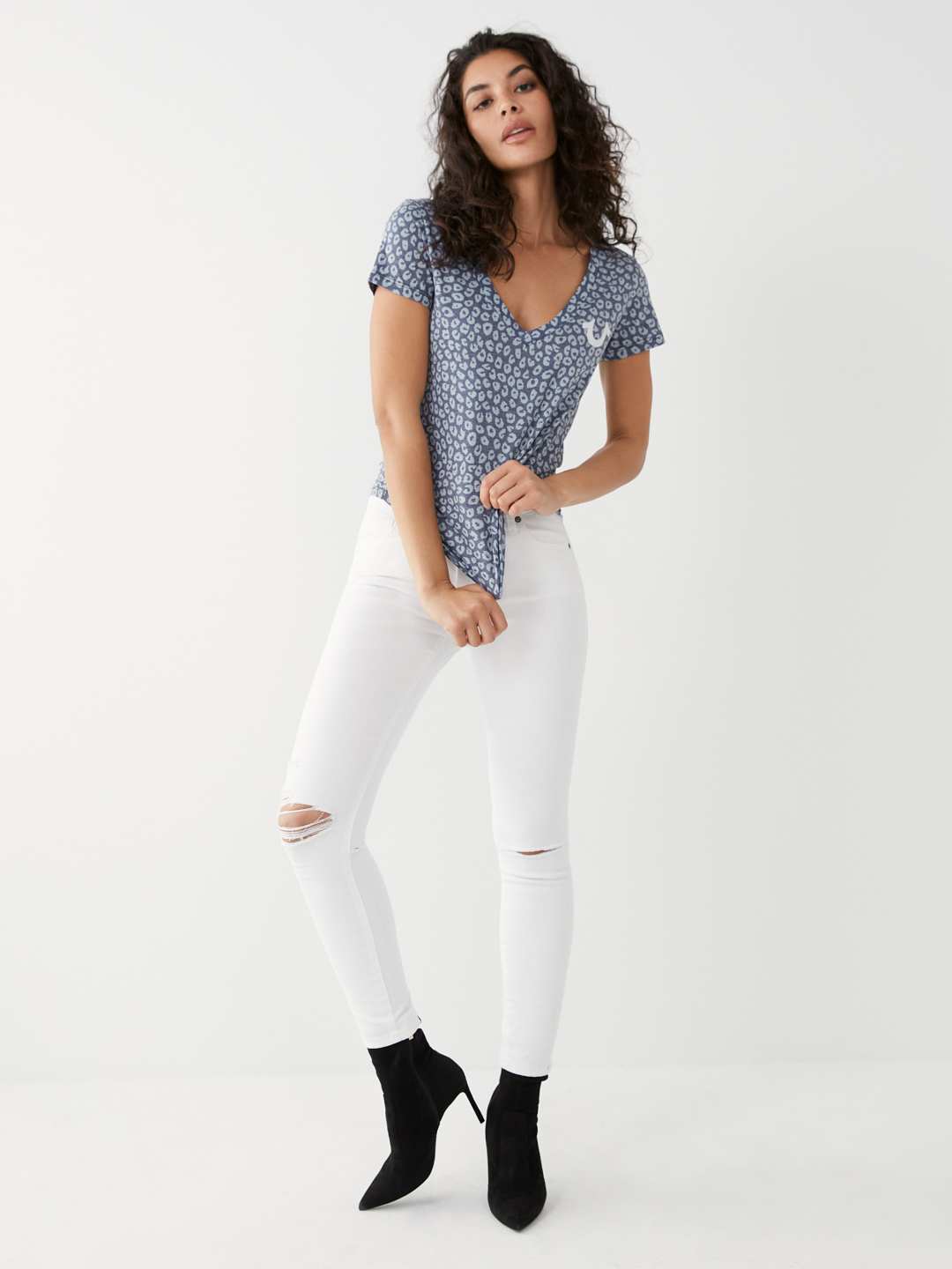CHEETAH PRINT V TEE