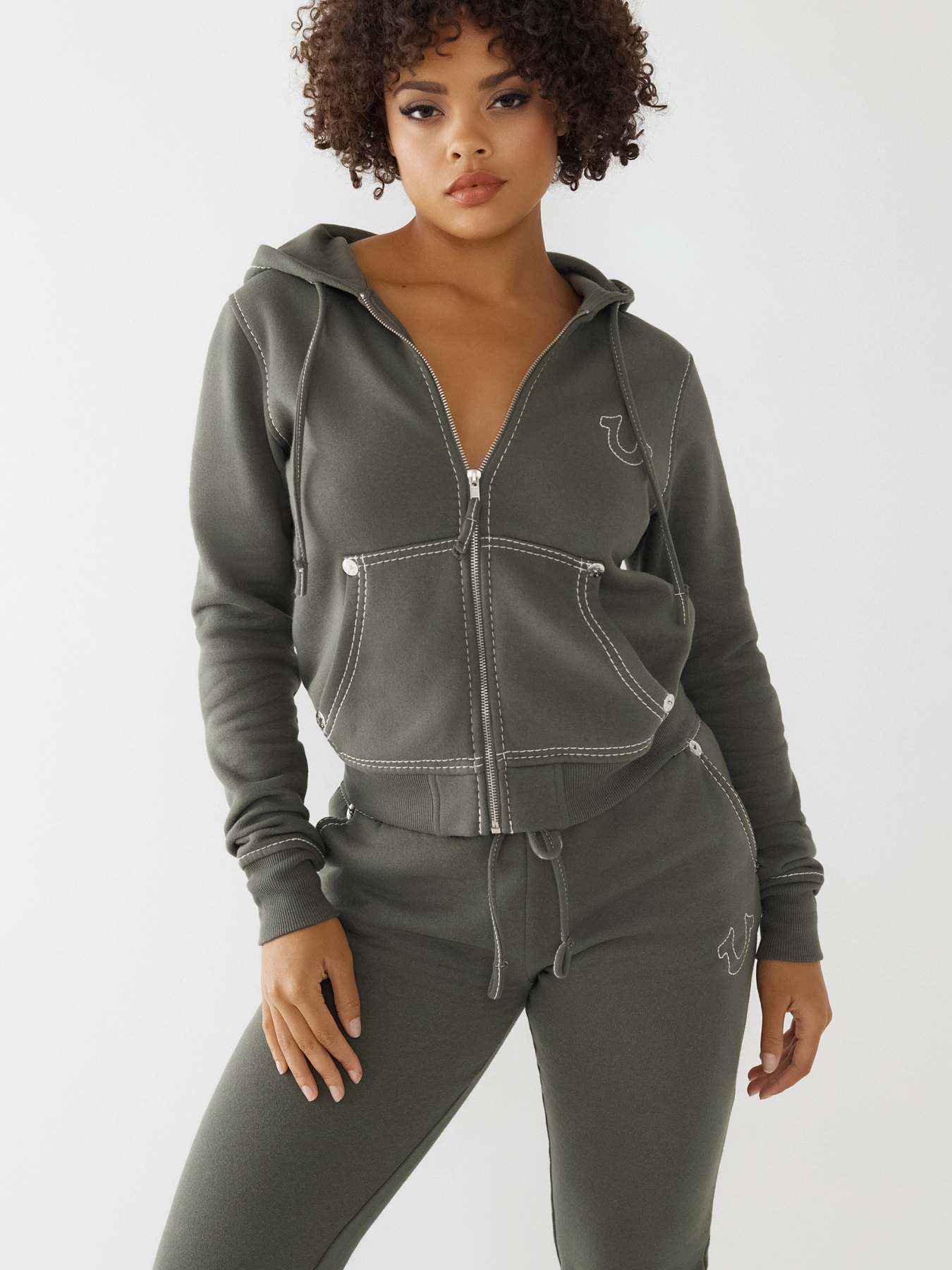 BIG T STITCH LOGO ZIP HOODIE, image 2