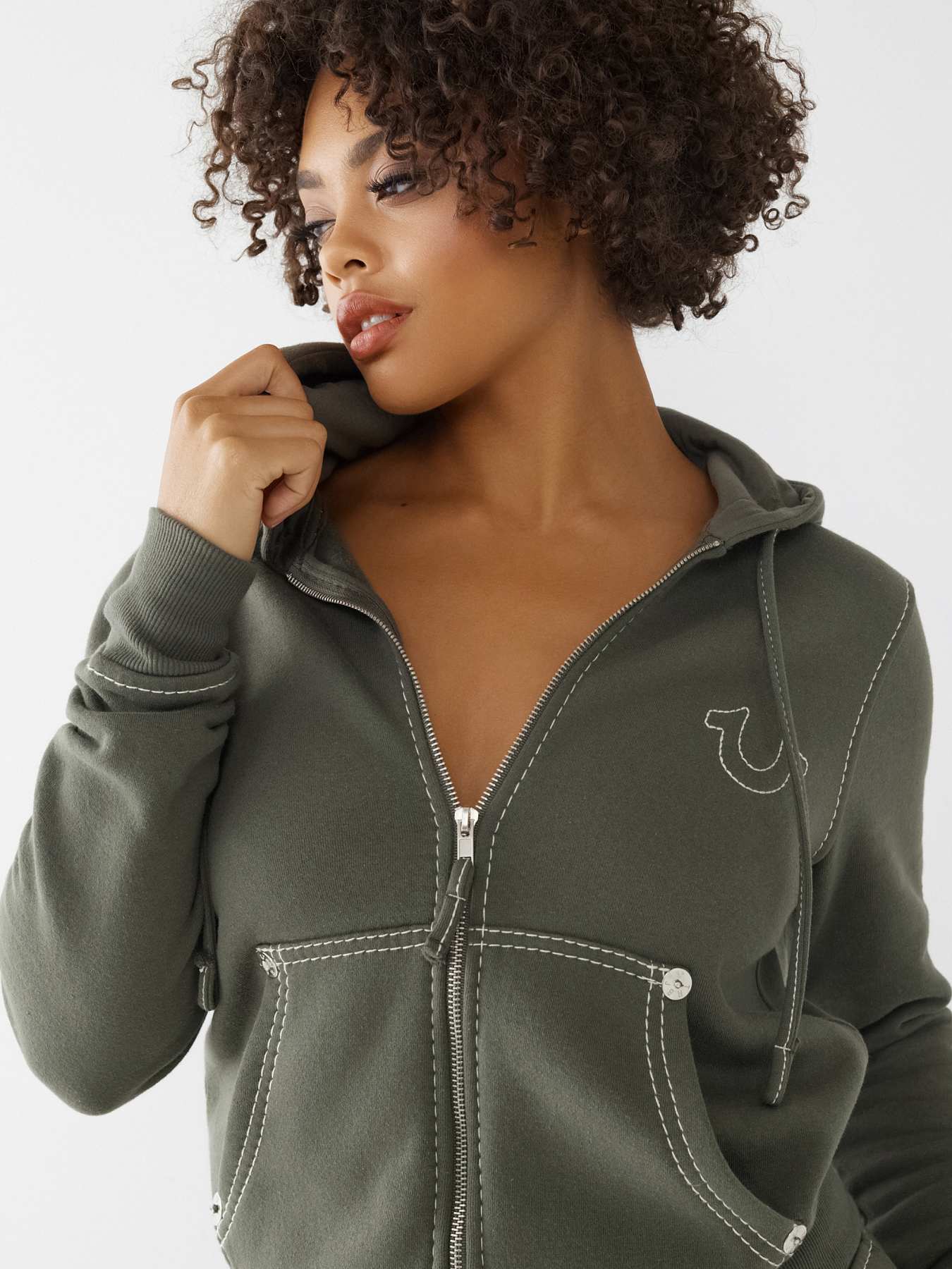 BIG T STITCH LOGO ZIP HOODIE, image 1