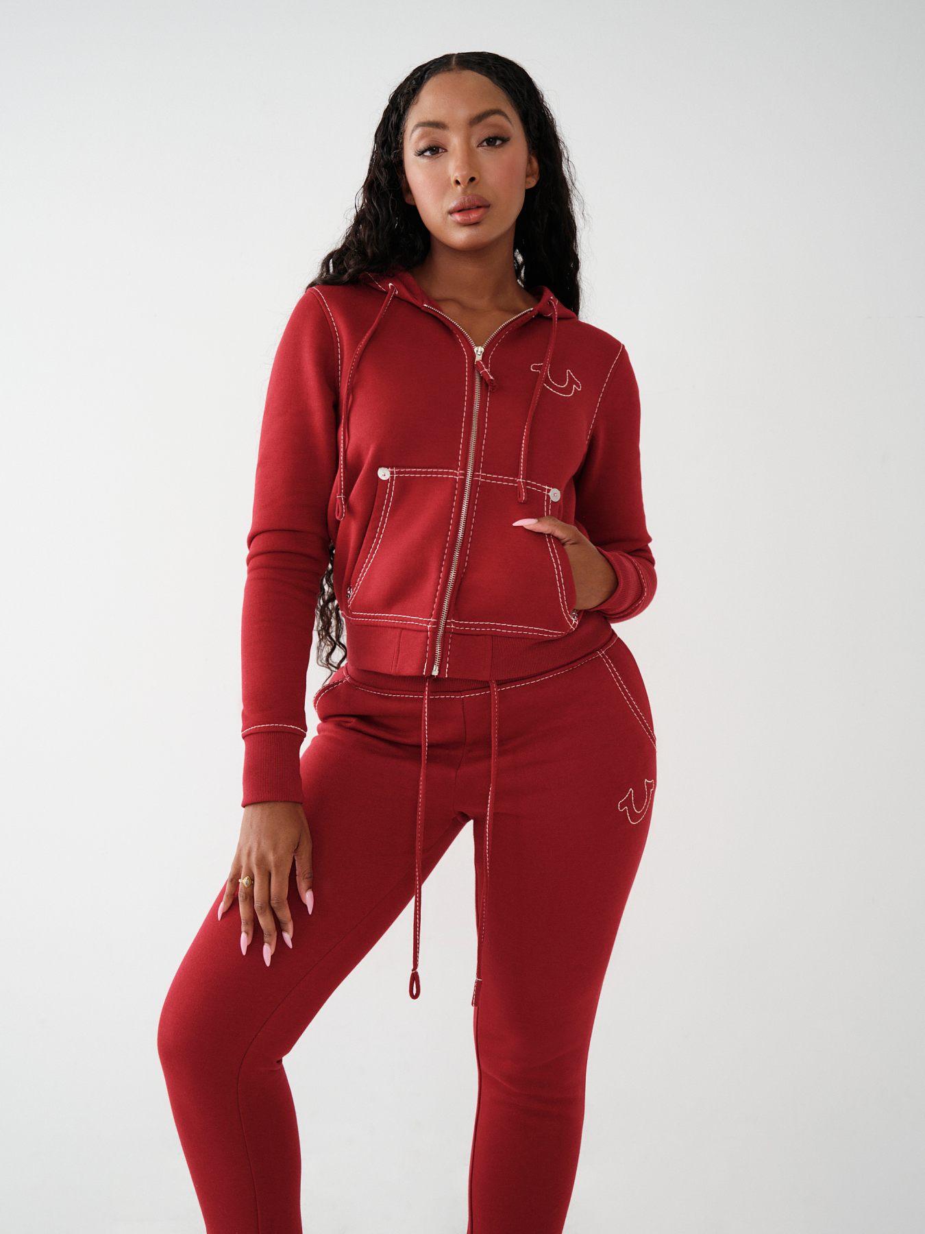 BIG T STITCH LOGO ZIP HOODIE