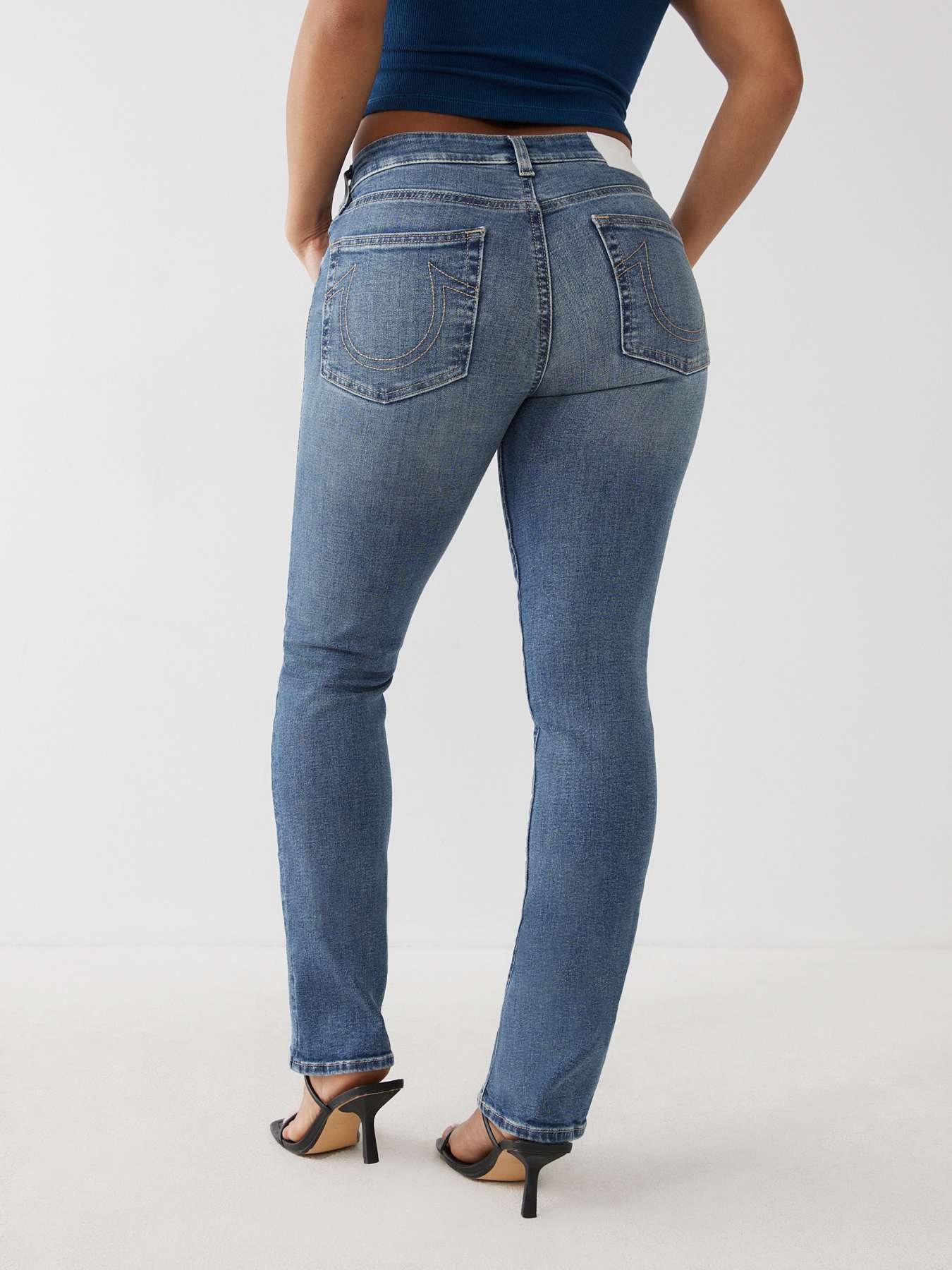 True Religion Women's Billie MID Rise Straight Flap Super T