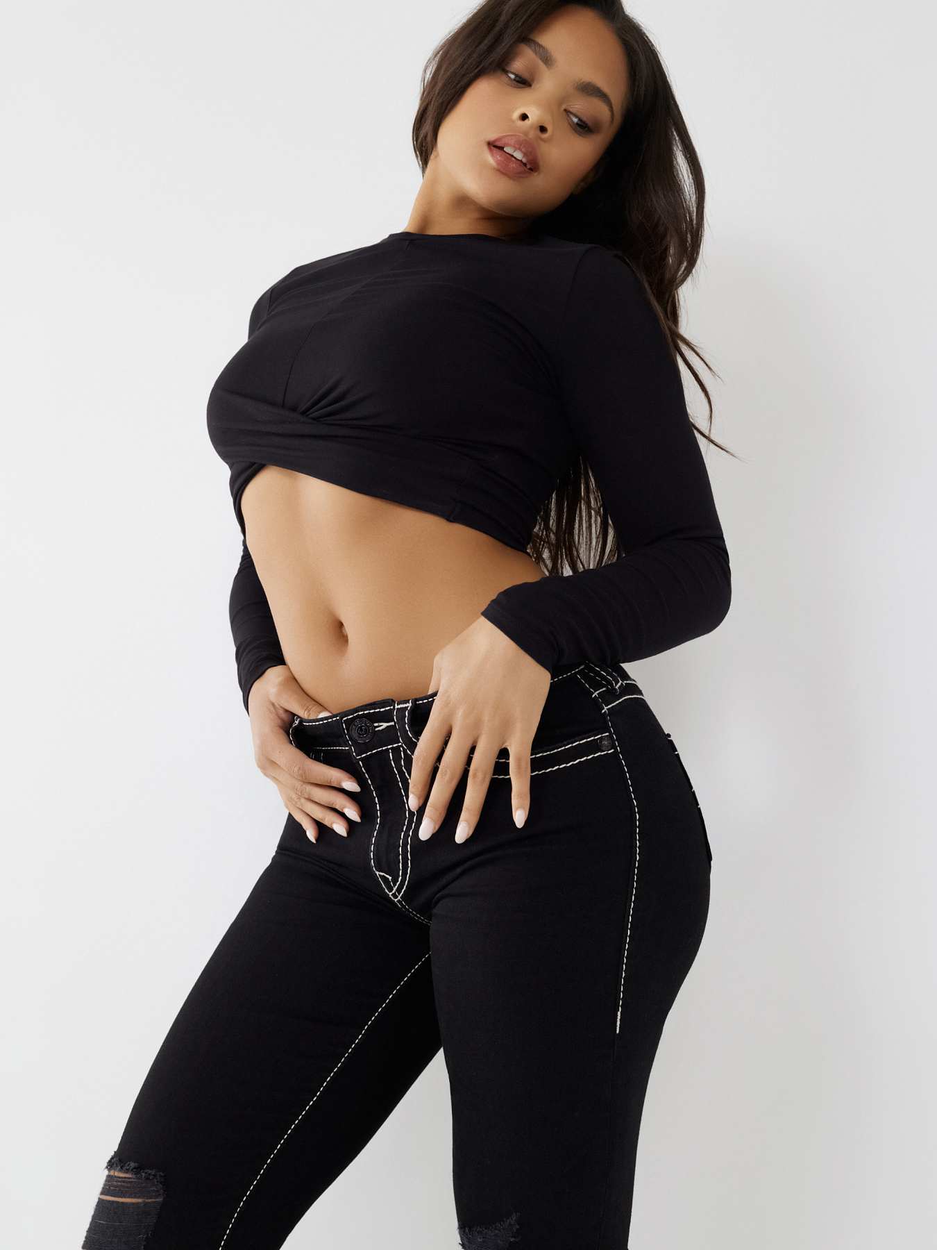 BECCA BIG T STITCH BOOTCUT JEAN, image 3