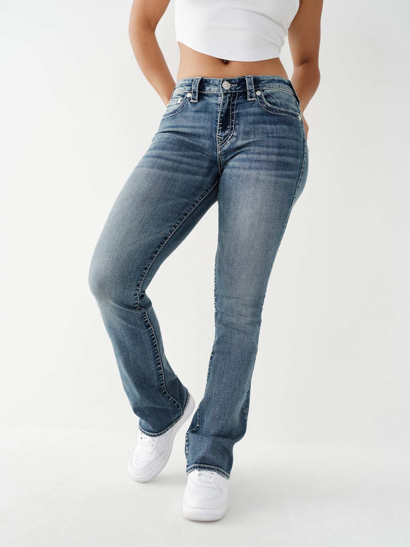 BECCA BIG T STITCH BOOTCUT JEAN