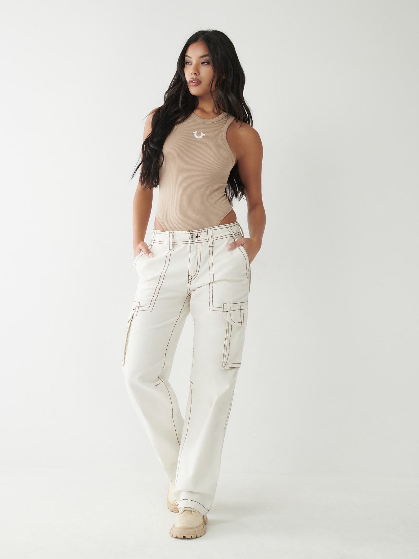 FULL TILT Contrast Stitch Womens Cargo Pants