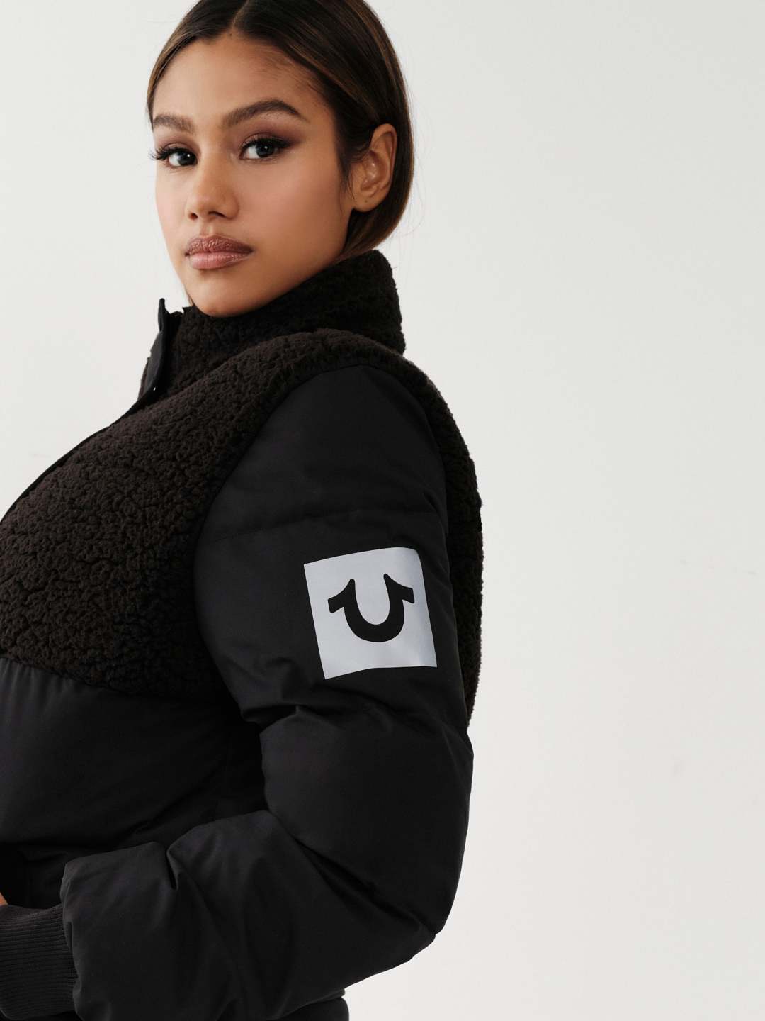 FAUX SHEARLING LOGO PUFFER JACKET | True Religion