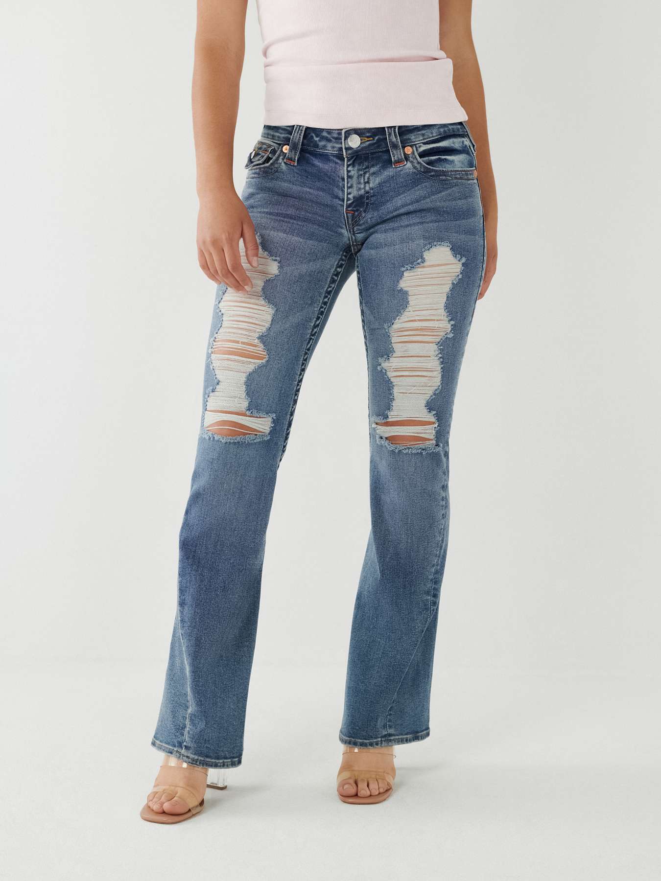 Buy BLUE FADED Y2K LOW-RISE FLARE JEANS for Women Online in India