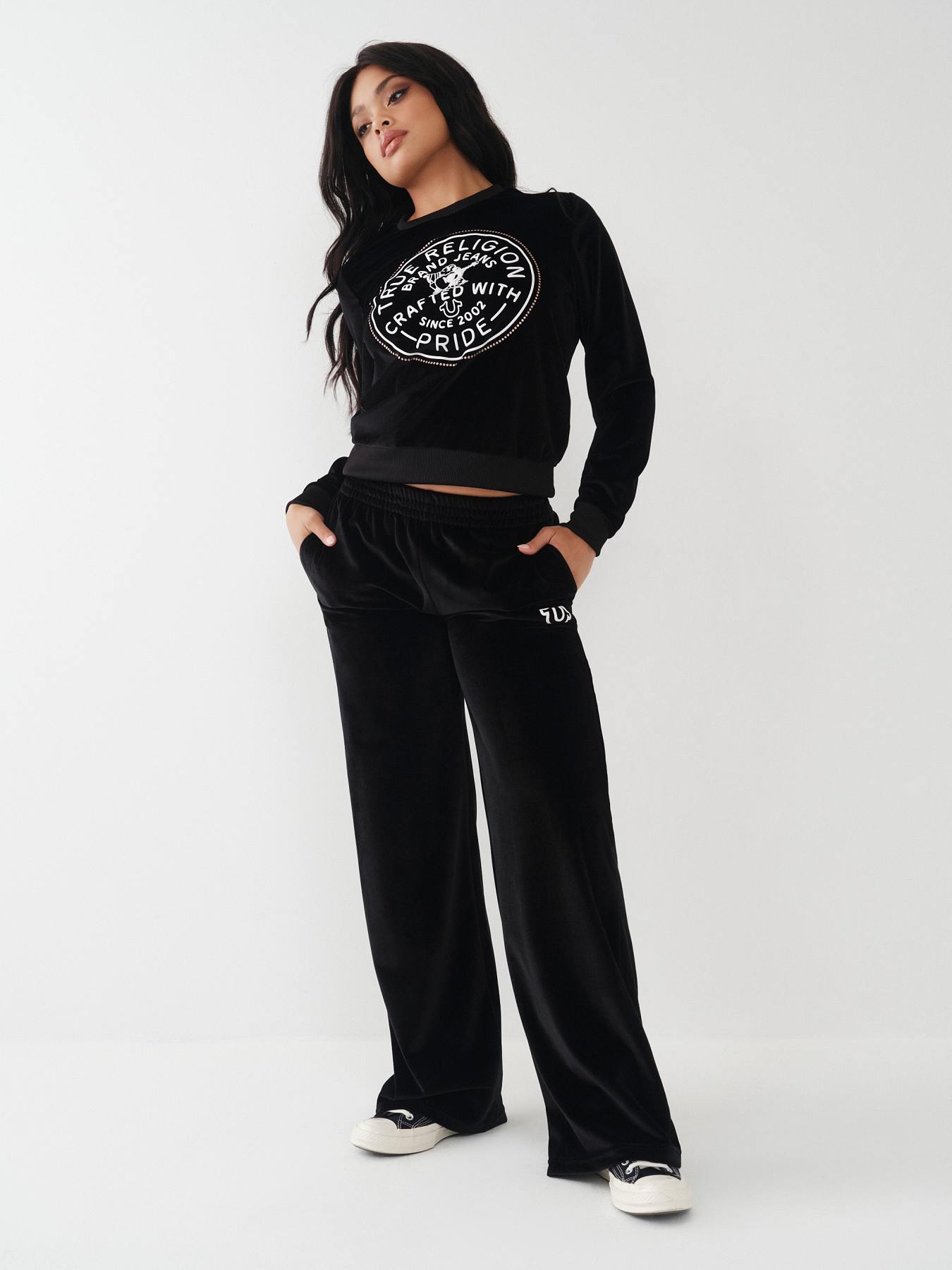 VELOUR WIDE LEG LOUNGE PANT
