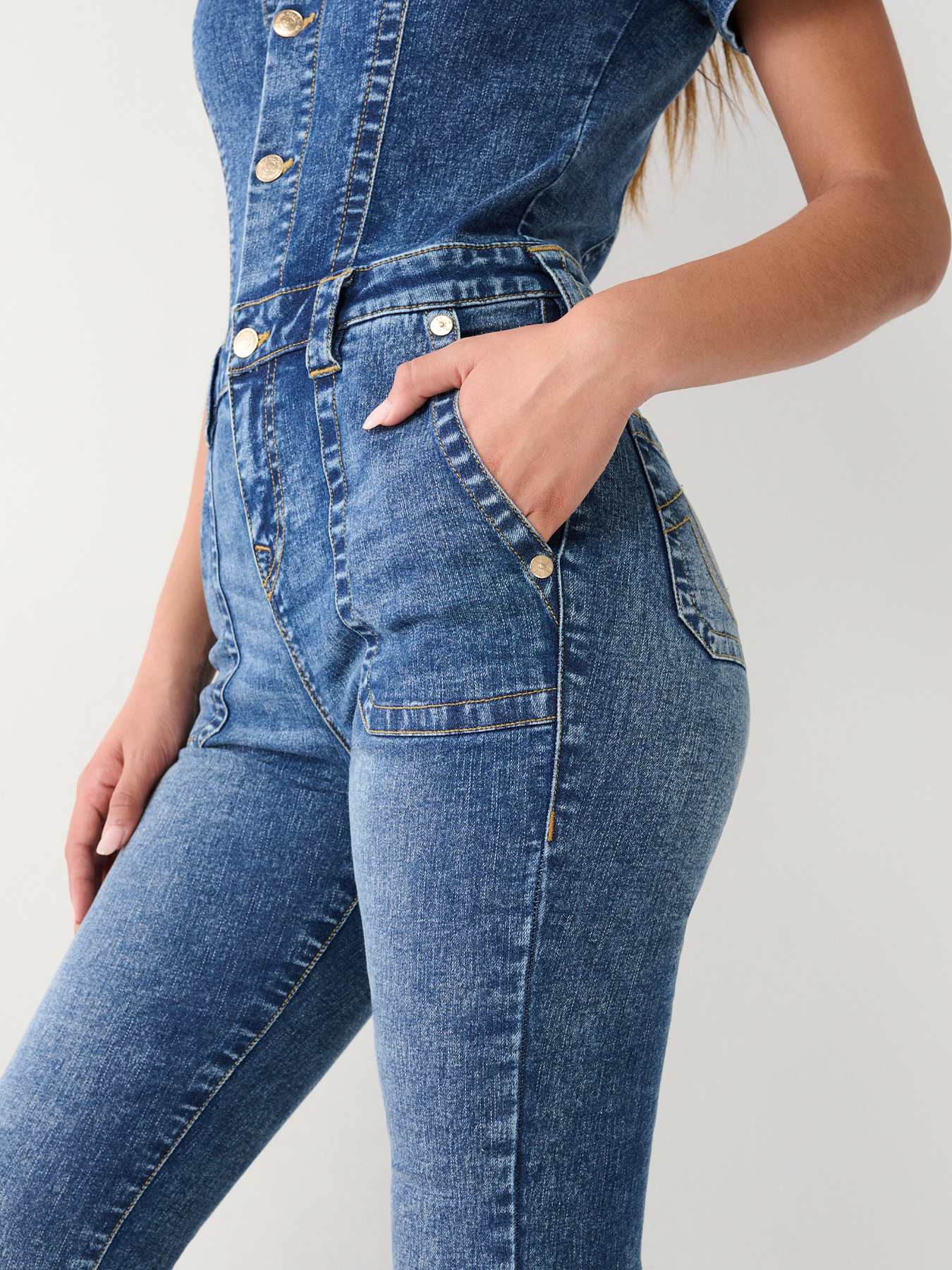 True religion cheap denim jumpsuit