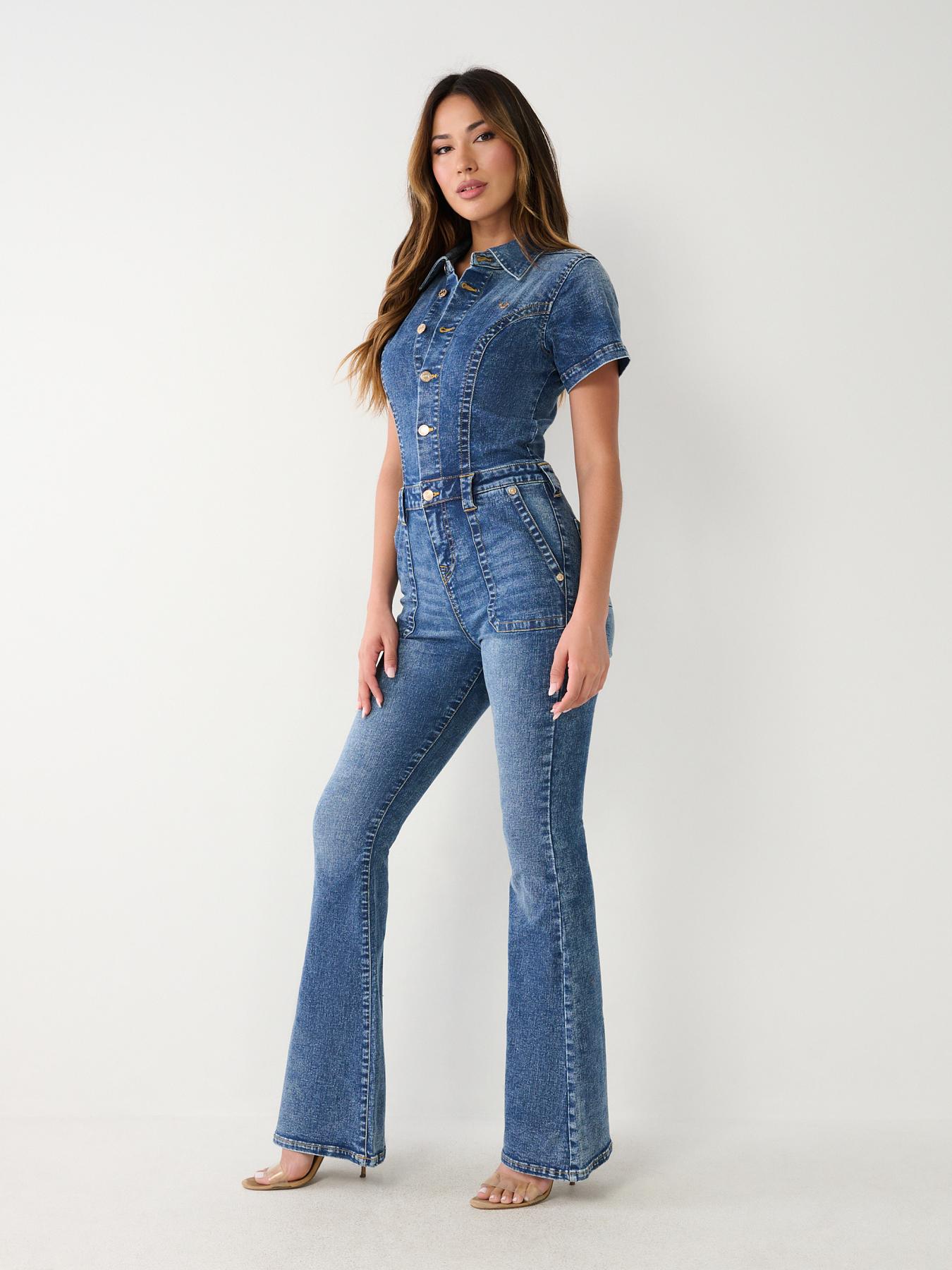 DENIM FLARE JUMPSUIT