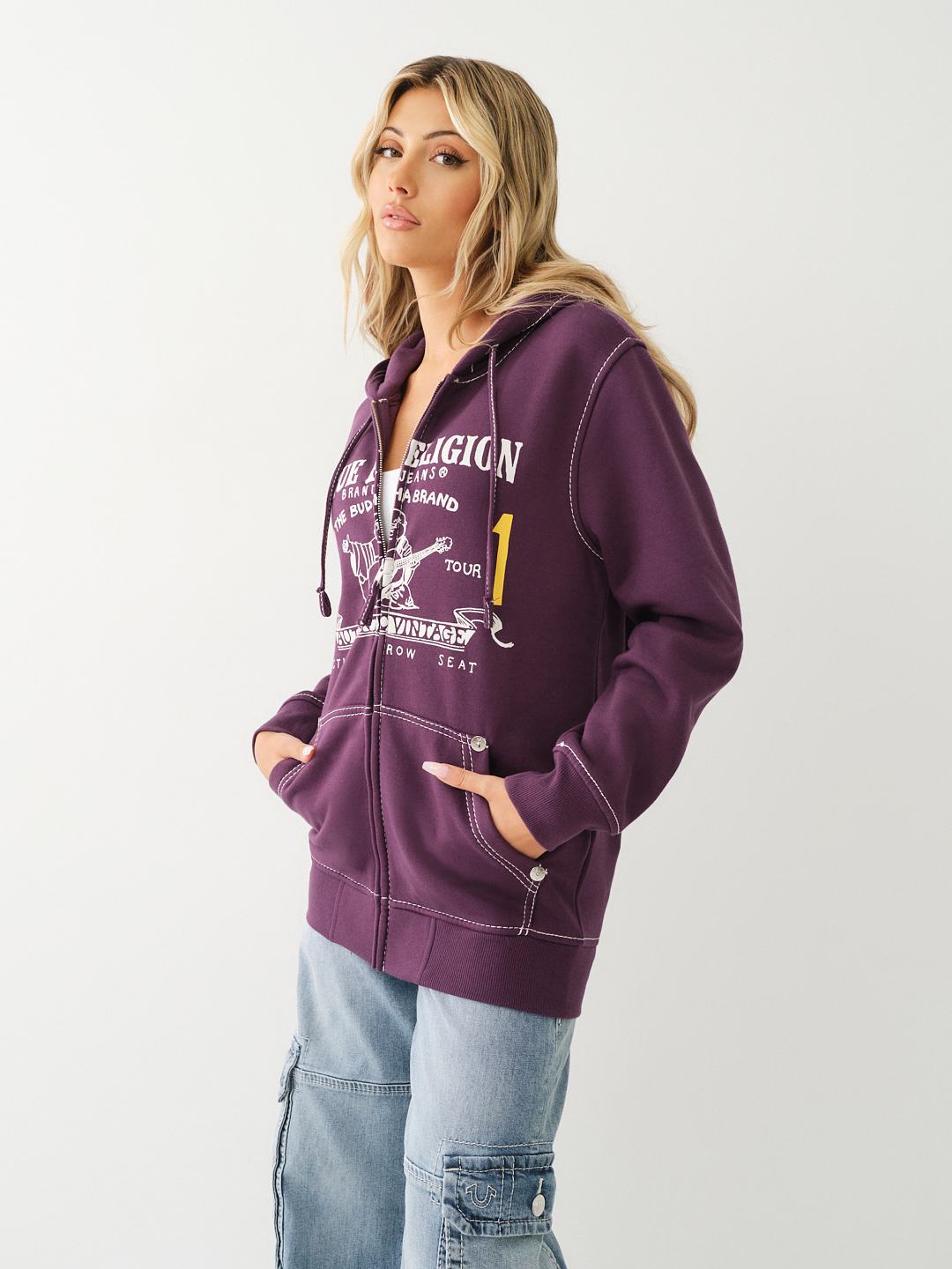 Purple true religion hoodie sale