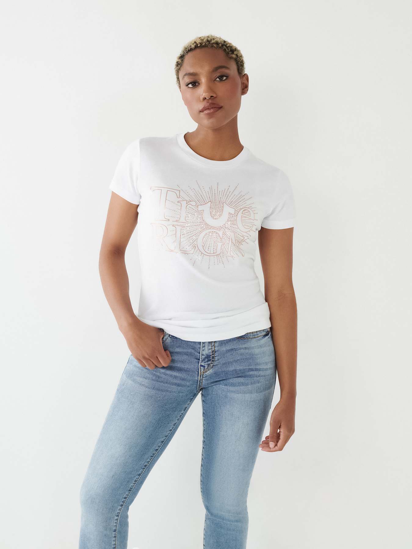 Crystal Tr Crew Neck Tee Optic White
