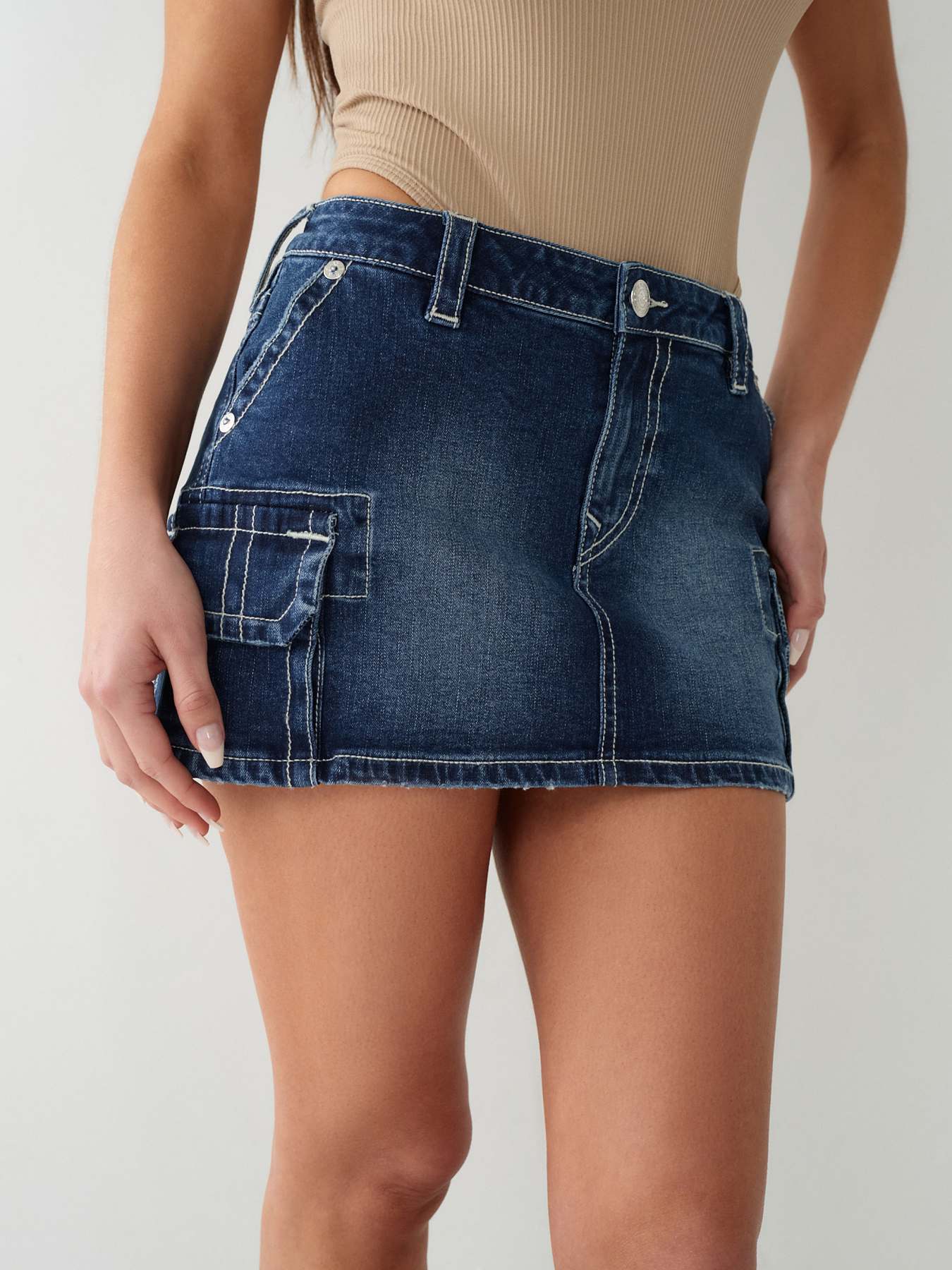 Cargo Denim Low Rise Mini Skirt