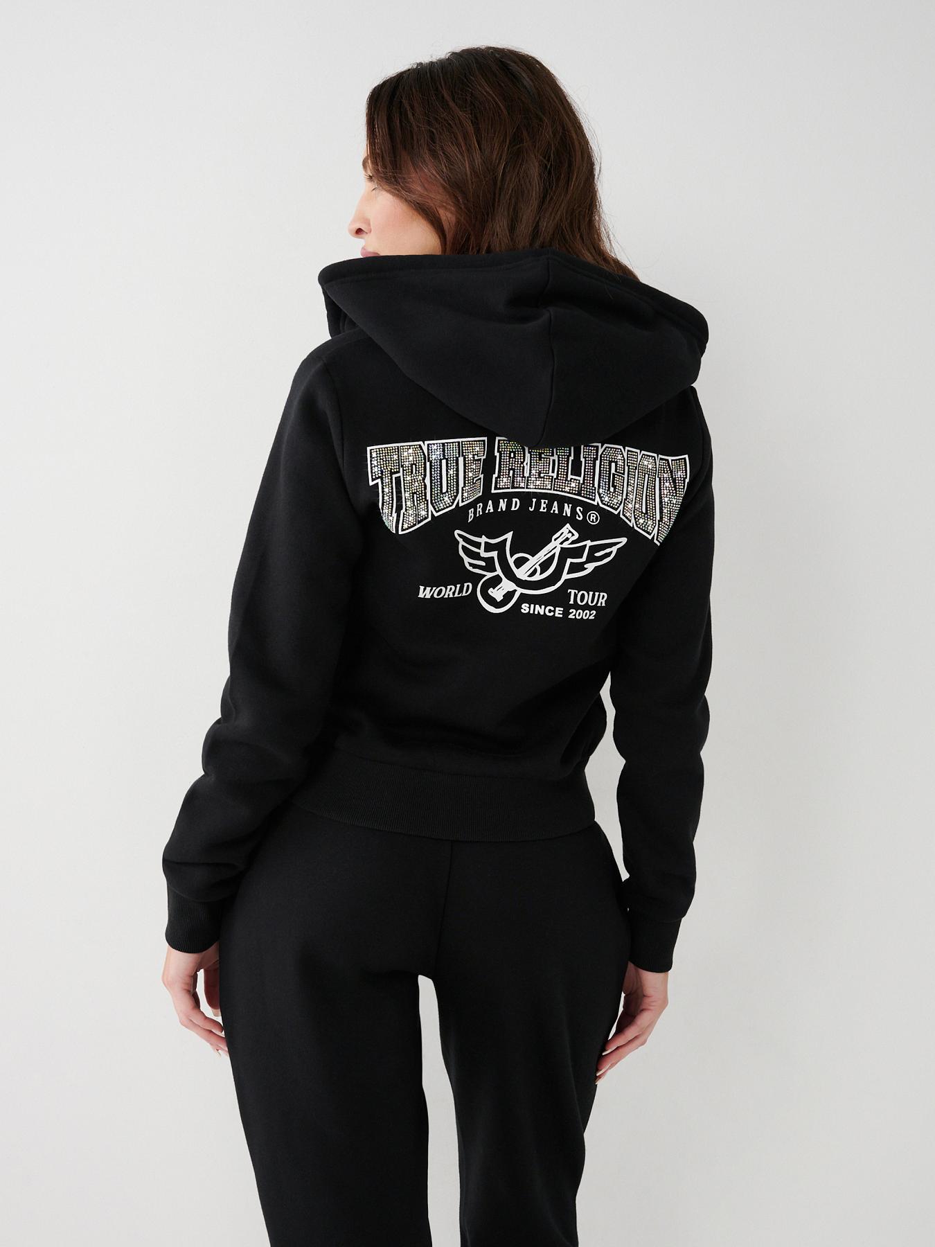 BIG T LOGO ZIP CROP HOODIE