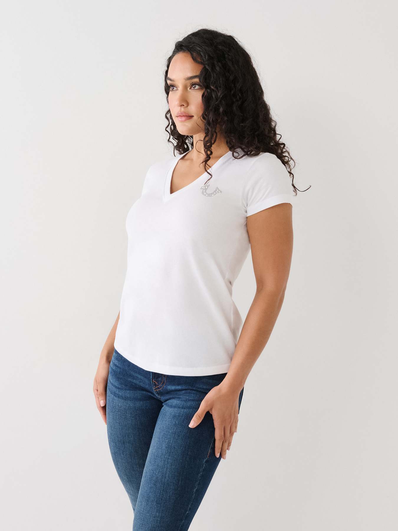 thumbnail image 2 of NAUTICA Women's Classic Fit Studed Logo V-Neck Nigeria 2 of 13