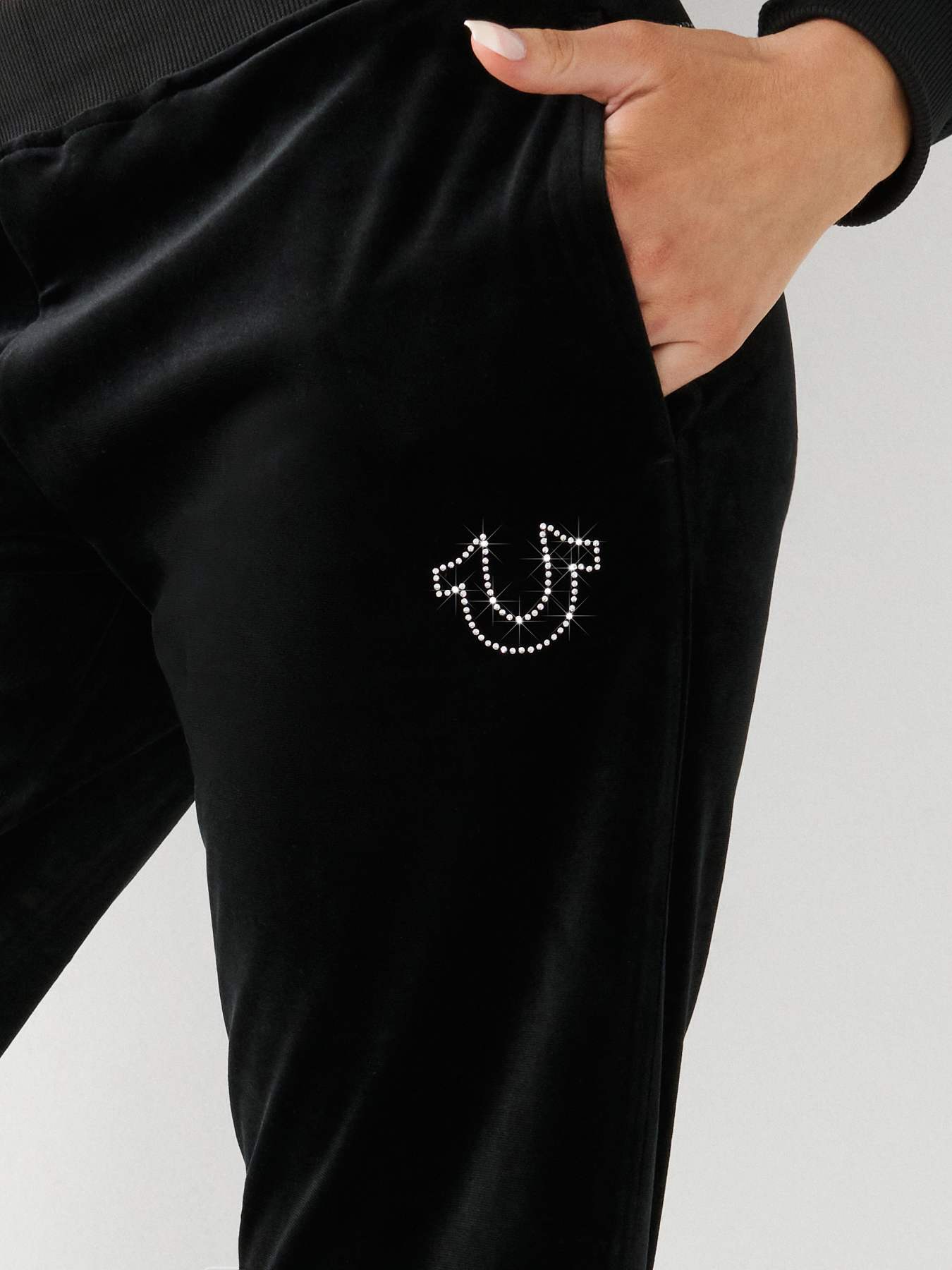 CRYSTAL VELOUR LOGO TRACK PANT