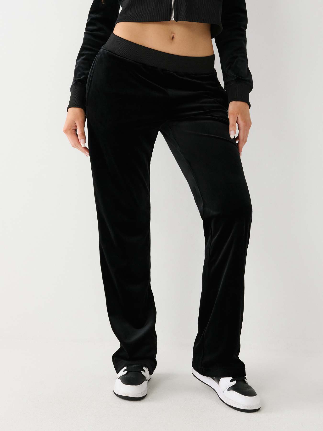 Viscose pant with crystal G in black