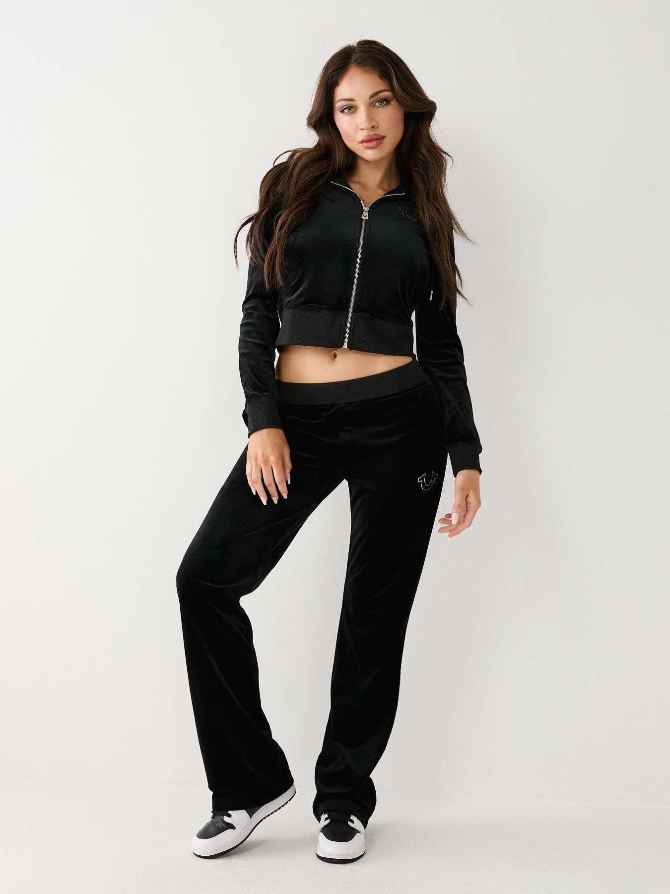 CRYSTAL VELOUR LOGO TRACK PANT