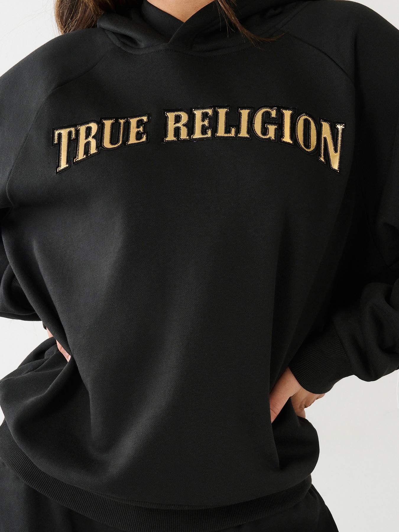 True religion black gold logo clearance sweatshirt