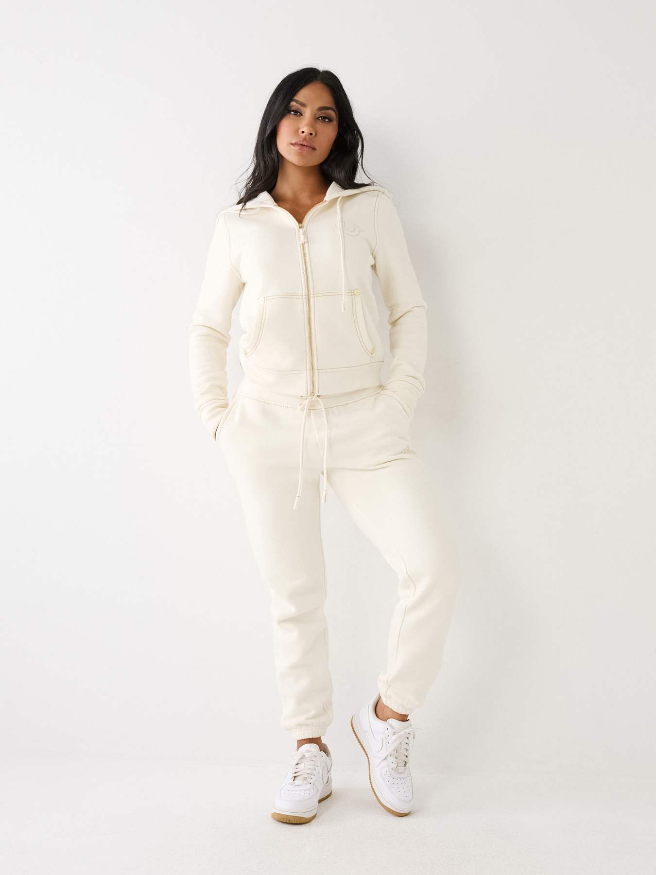 Lurex Mesh Back Hooded Sweatshirt