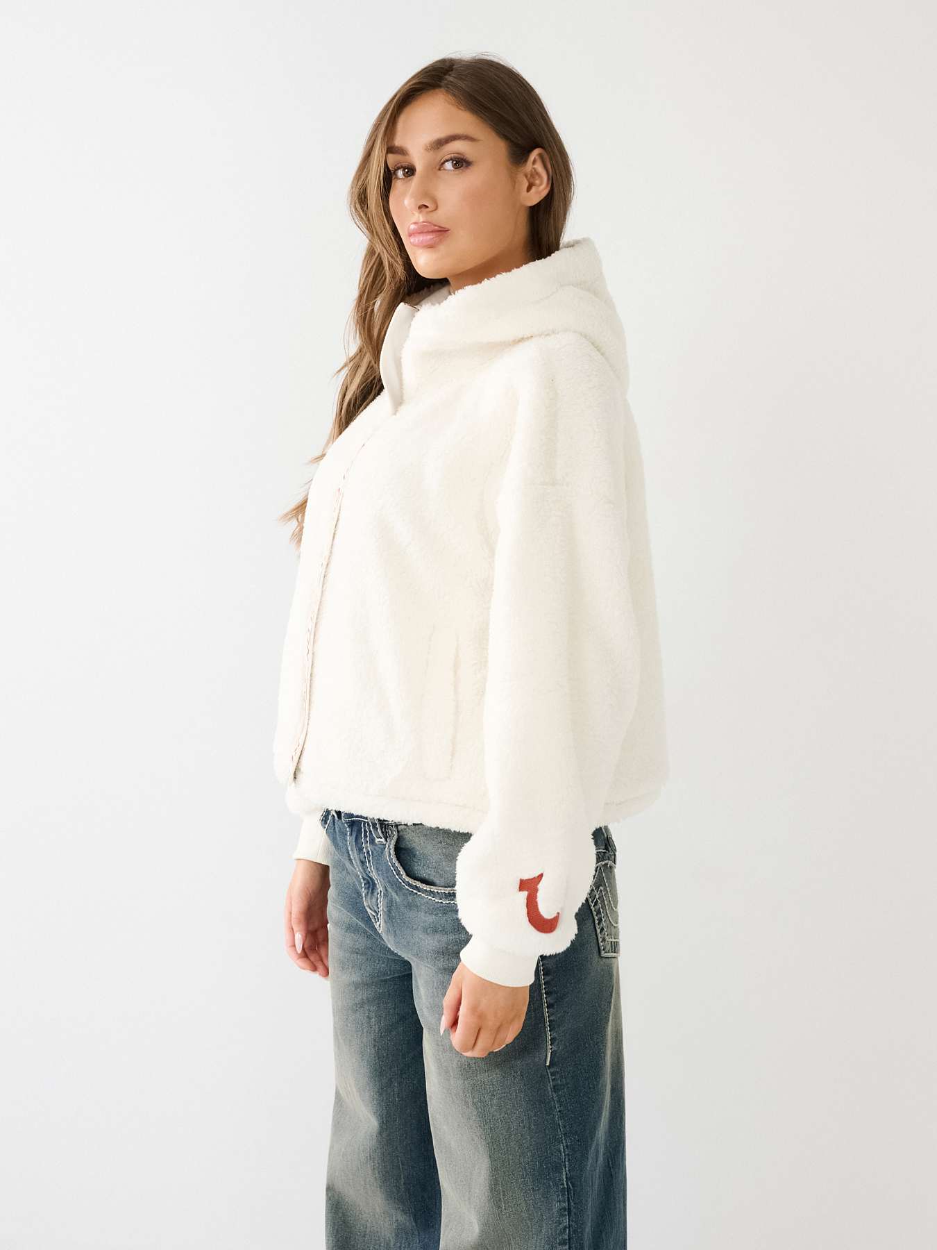 CHENILLE TRUE RLGN LOGO HOODED JACKET - Winter White | True Religion