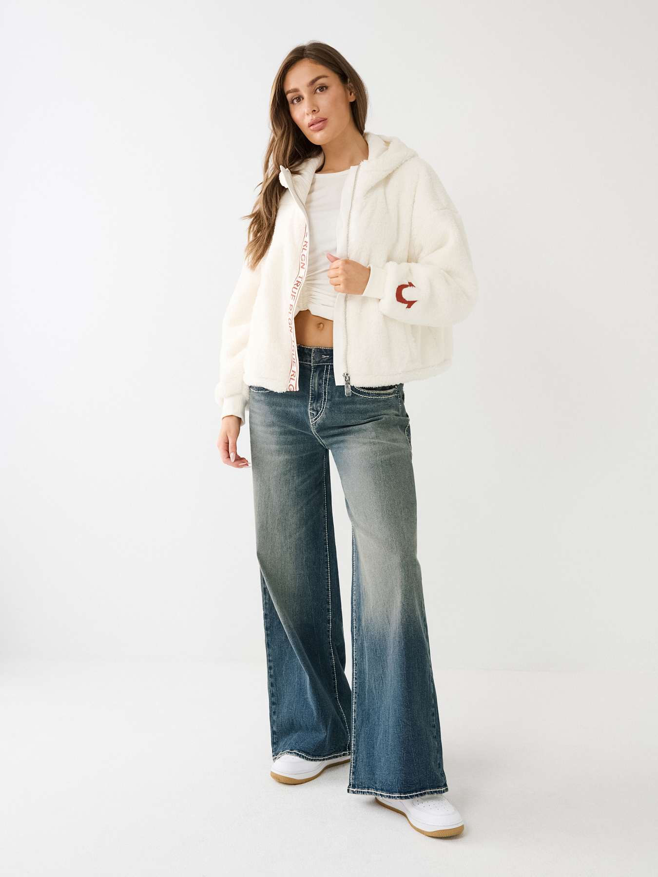 CHENILLE TRUE RLGN LOGO HOODED JACKET - Winter White | True Religion