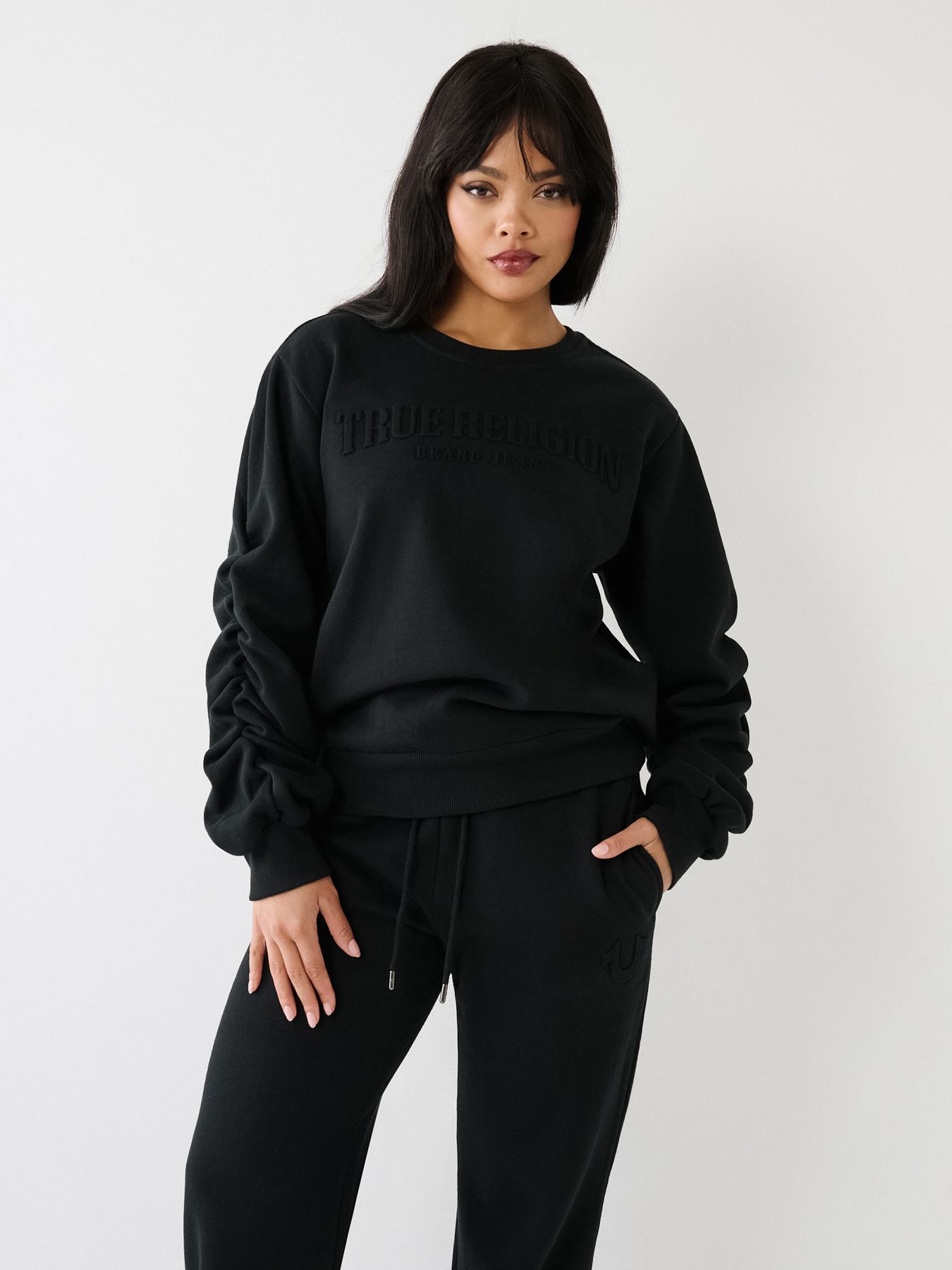 TRUE RUCHED RELAXED SWEATSHIRT