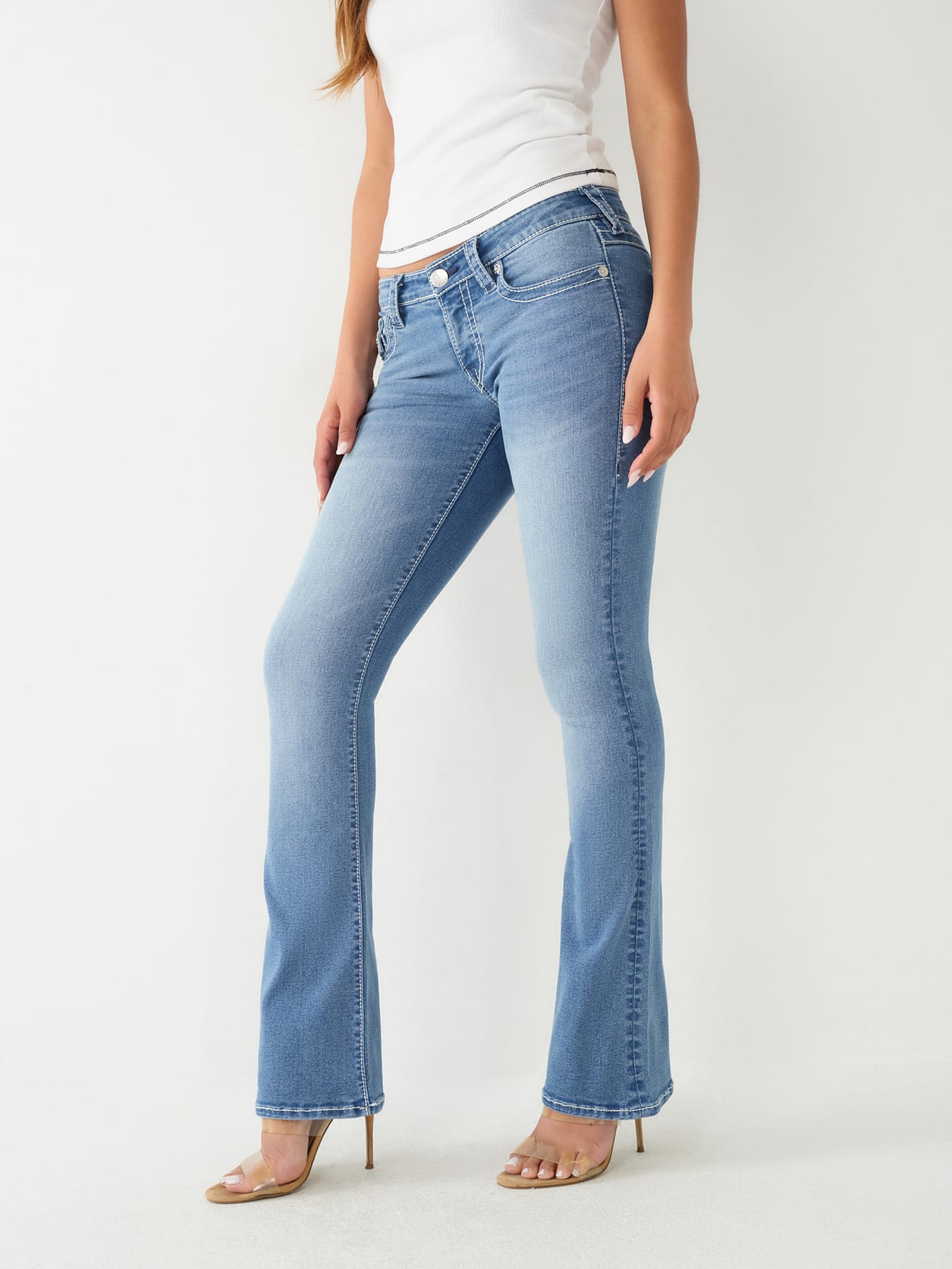 BECCA LOW RISE BIG T BOOTCUT JEAN