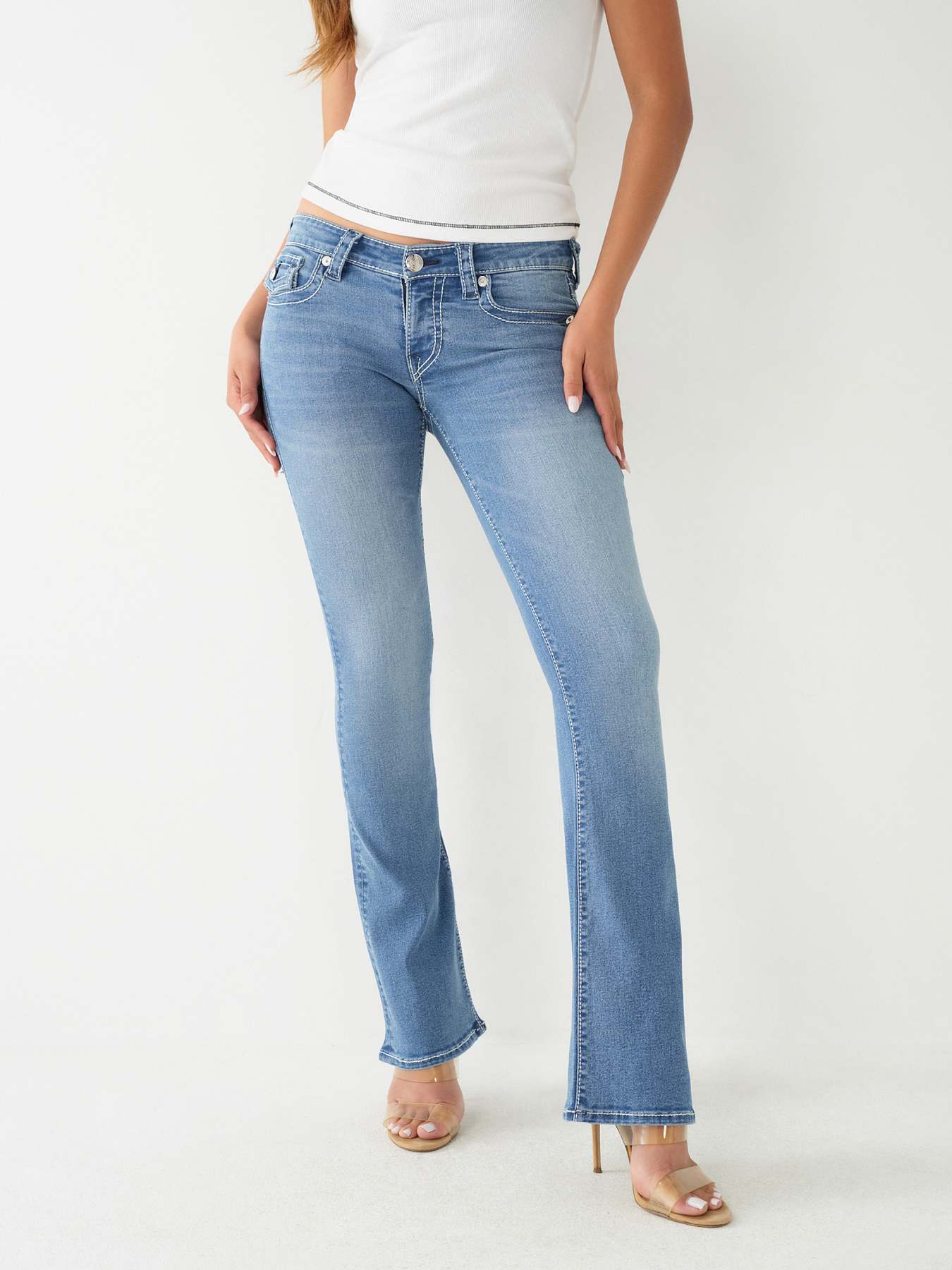 BECCA LOW RISE BIG T BOOTCUT JEAN