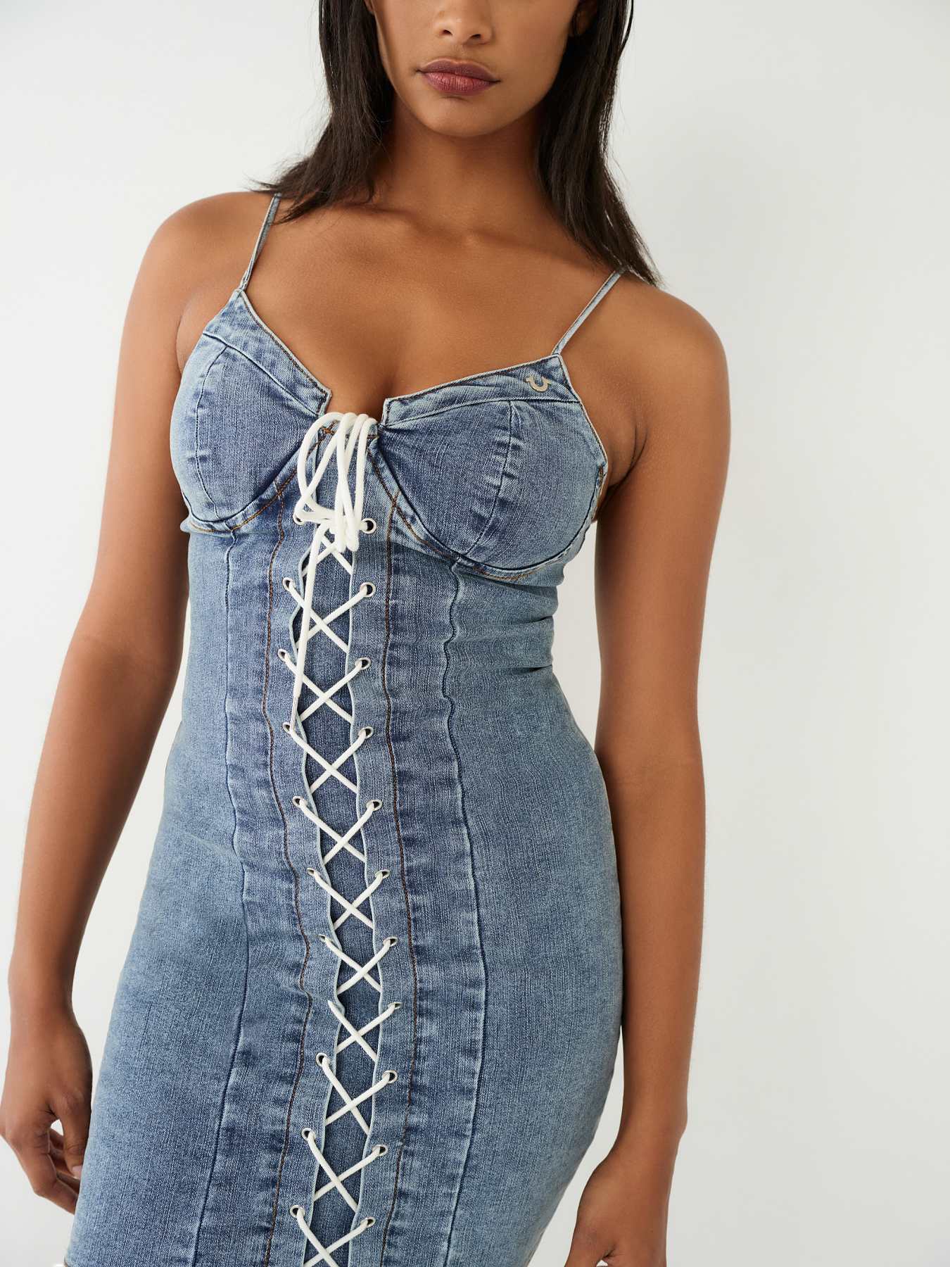 Tie up denim clearance dress